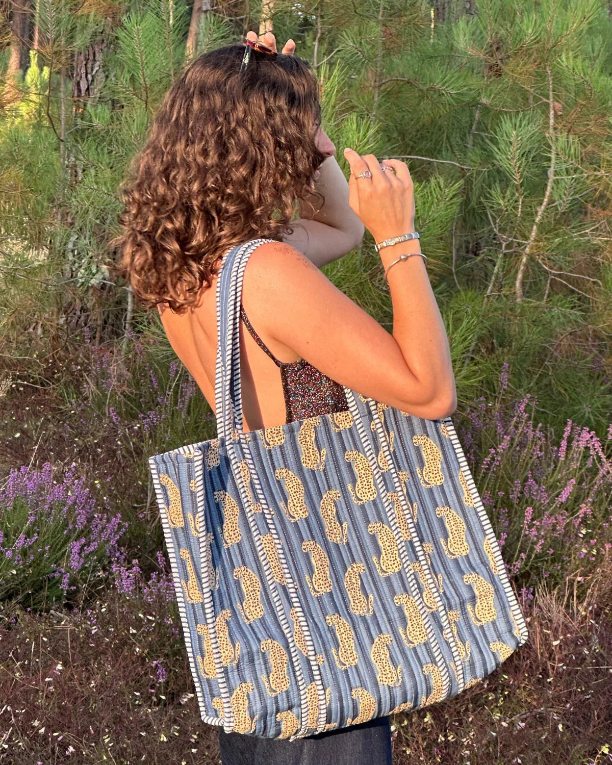 Sac cabas réversible en coton matelassé - GUEPARD Bleu - Bokabas Sac (Image 1)