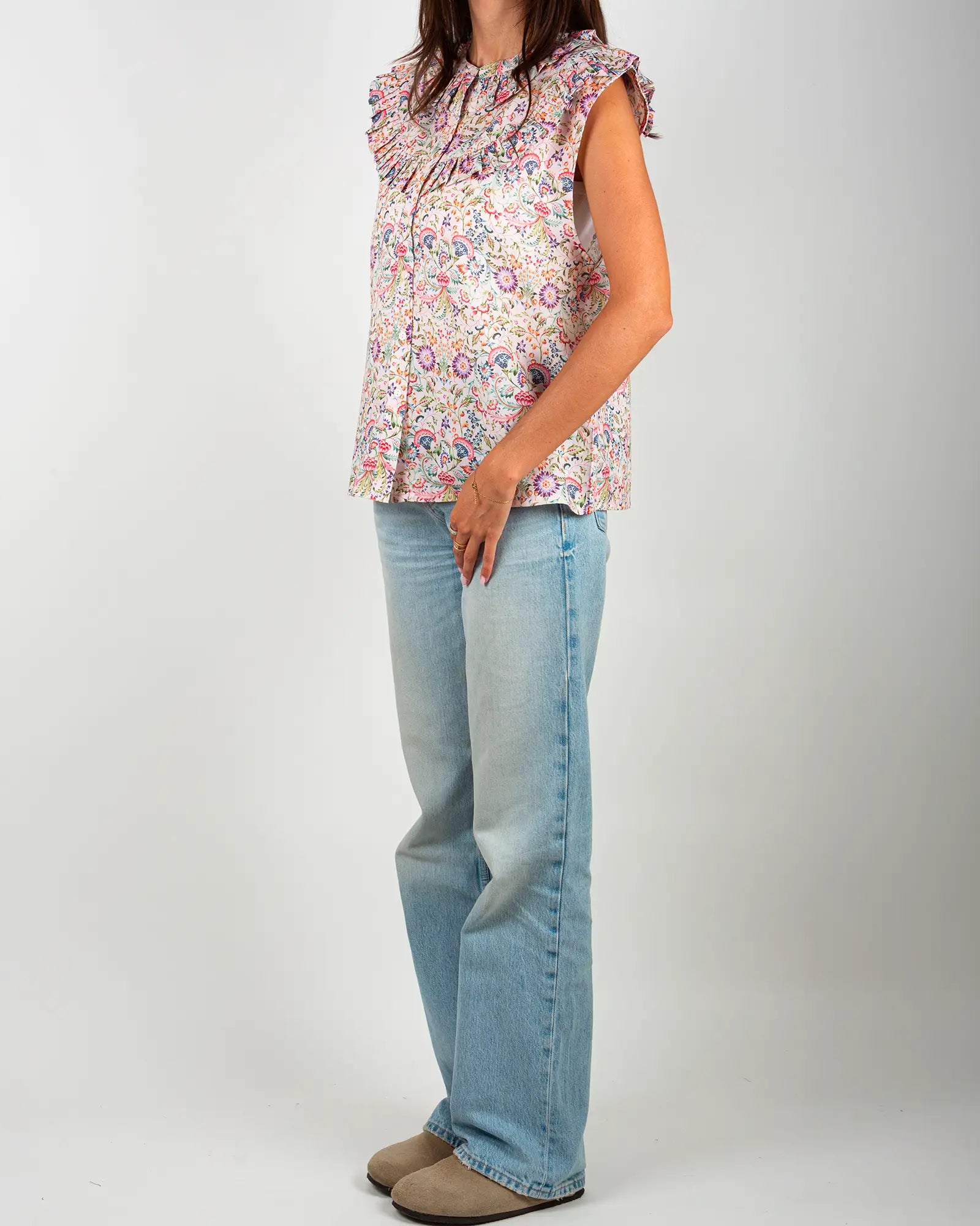 Blusa donna senza maniche con volant Febre