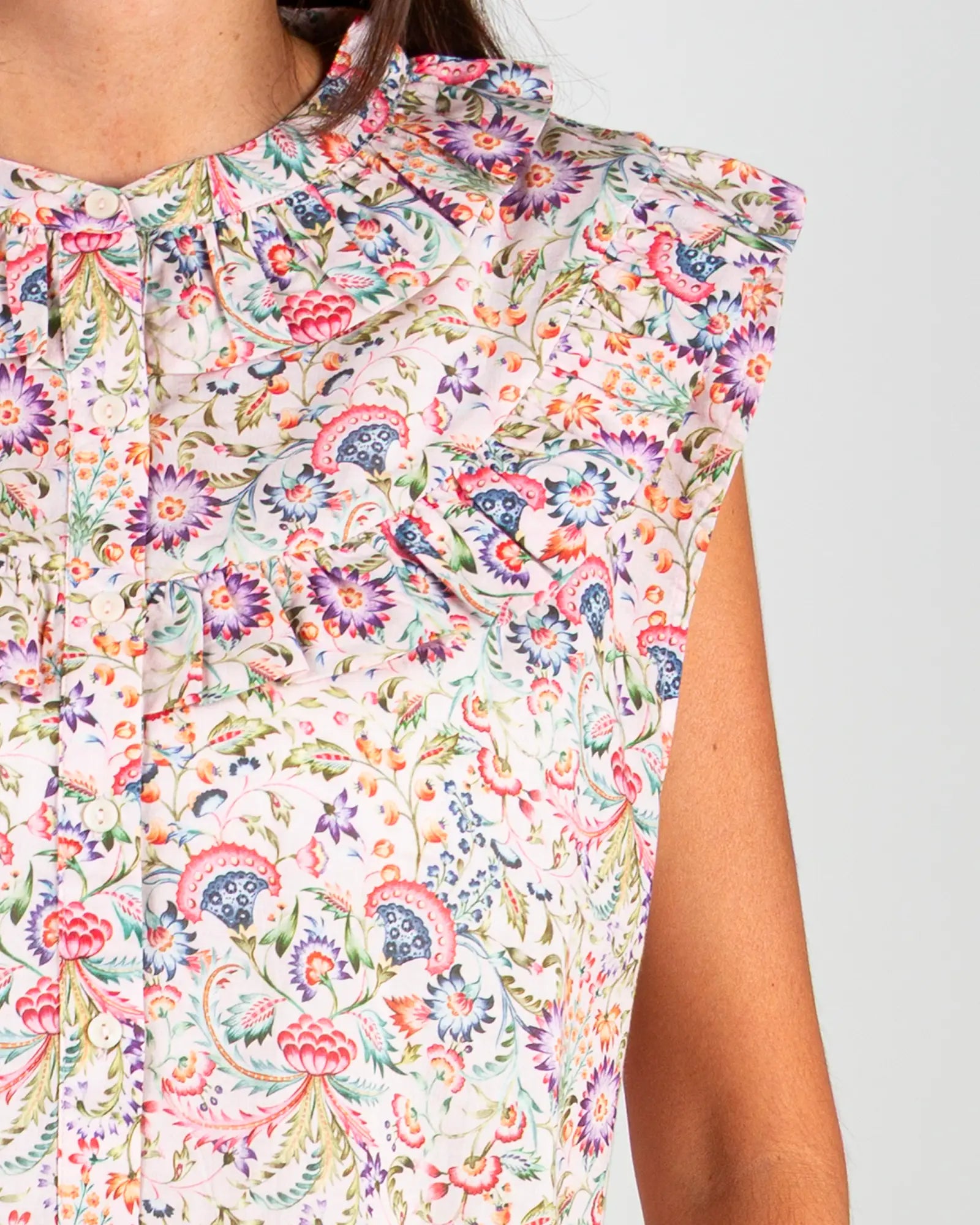 Blusa donna senza maniche con volant Febre