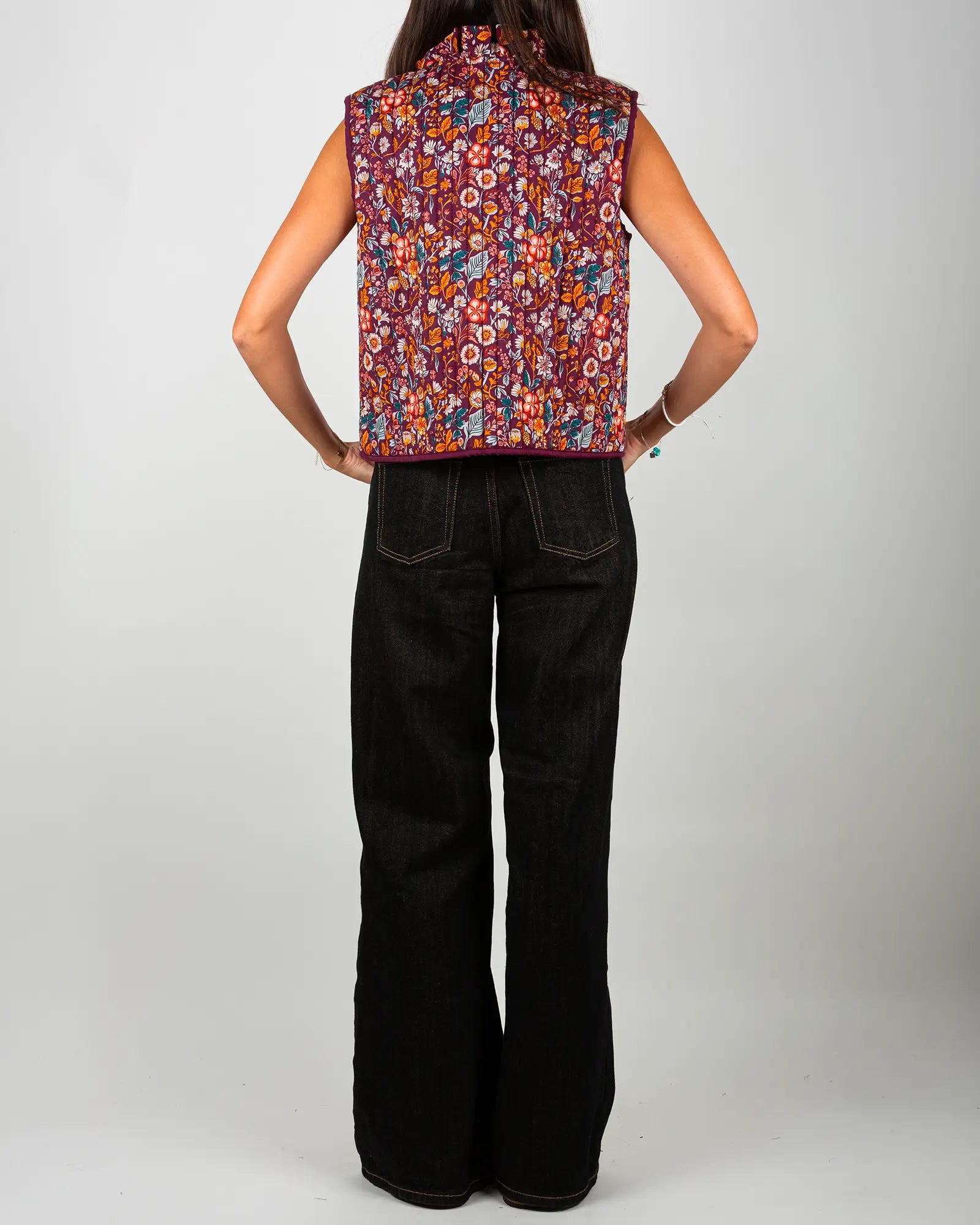 Gilet matelassé sans manches femme Morris, vue de dos – Bokabas
