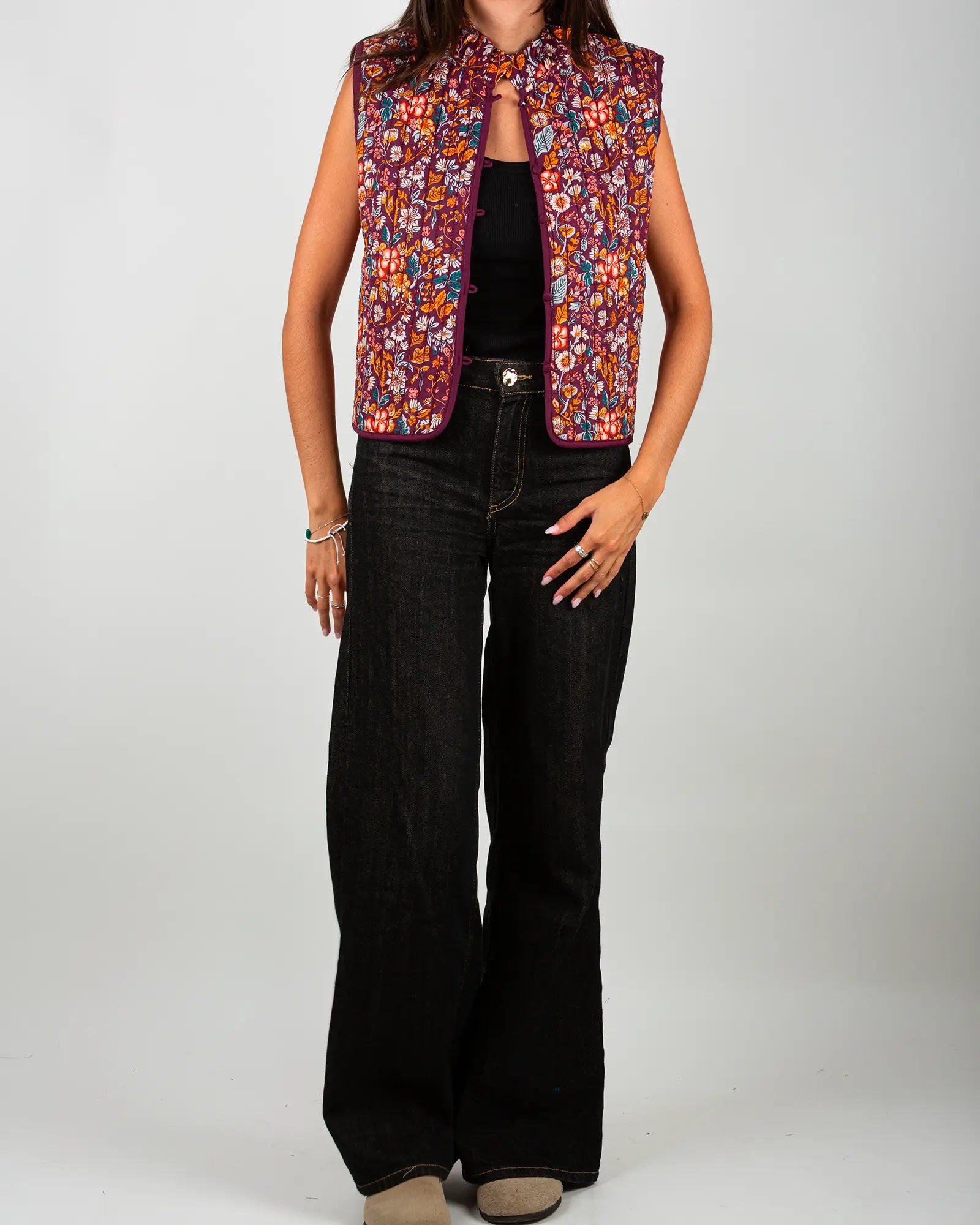 Gilet matelassé sans manches femme Morris, vue de face – Bokabas