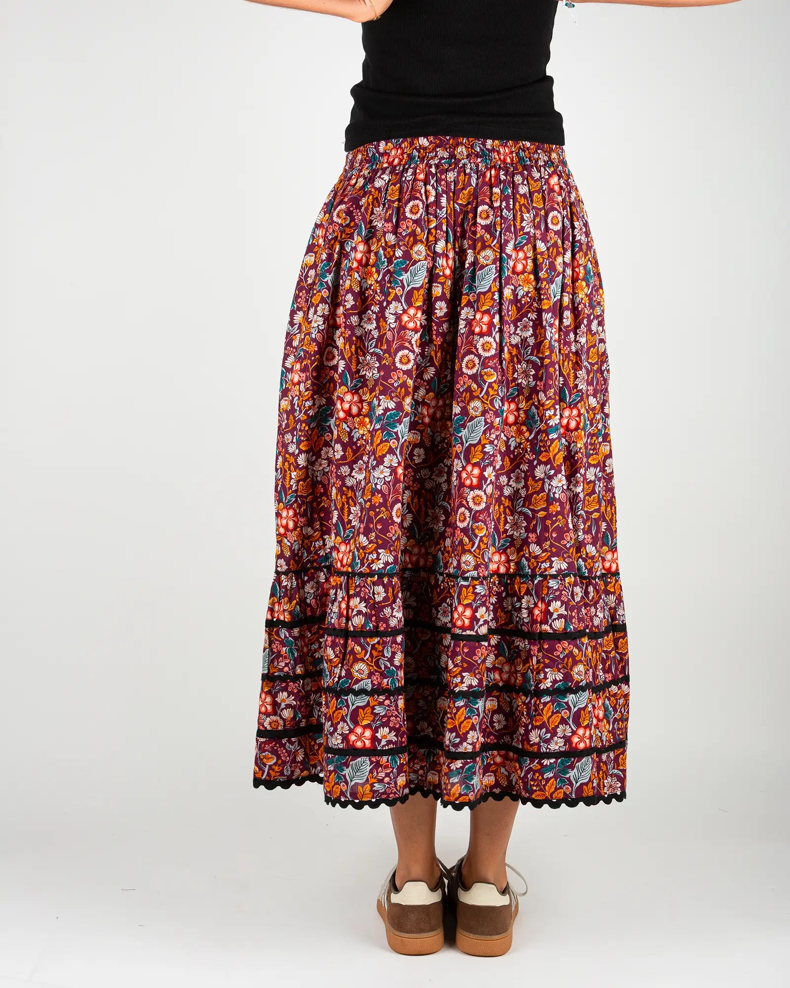 Jupe longue femme fluide Morris, vue de dos – Bokabas