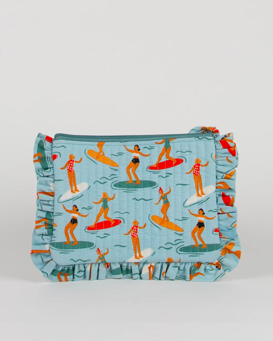 Pochette matelassée à froufrous Surf, vue de dos – Bokabas