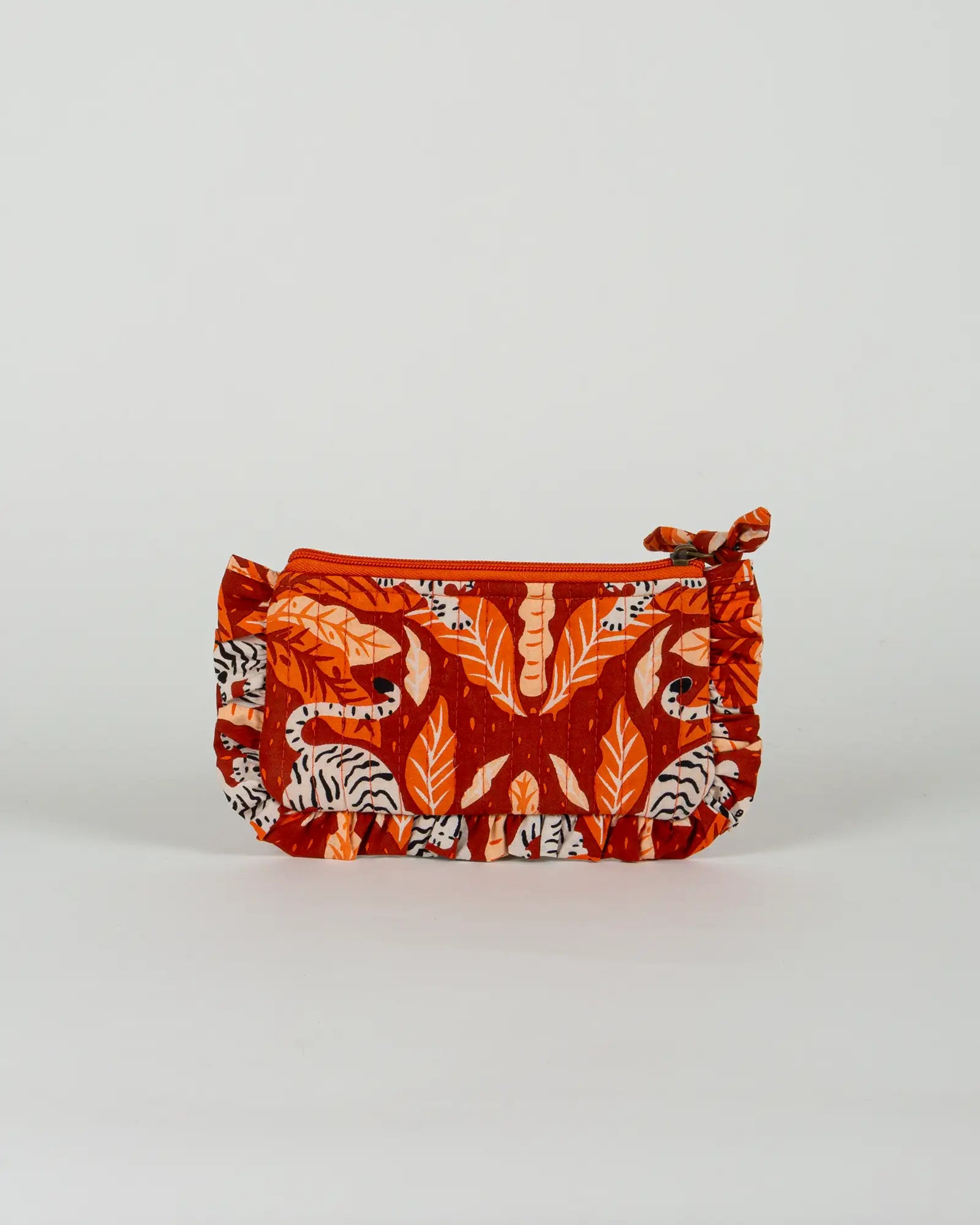 Pochette matelassée à froufrous Tropique, vue de dos – Bokabas