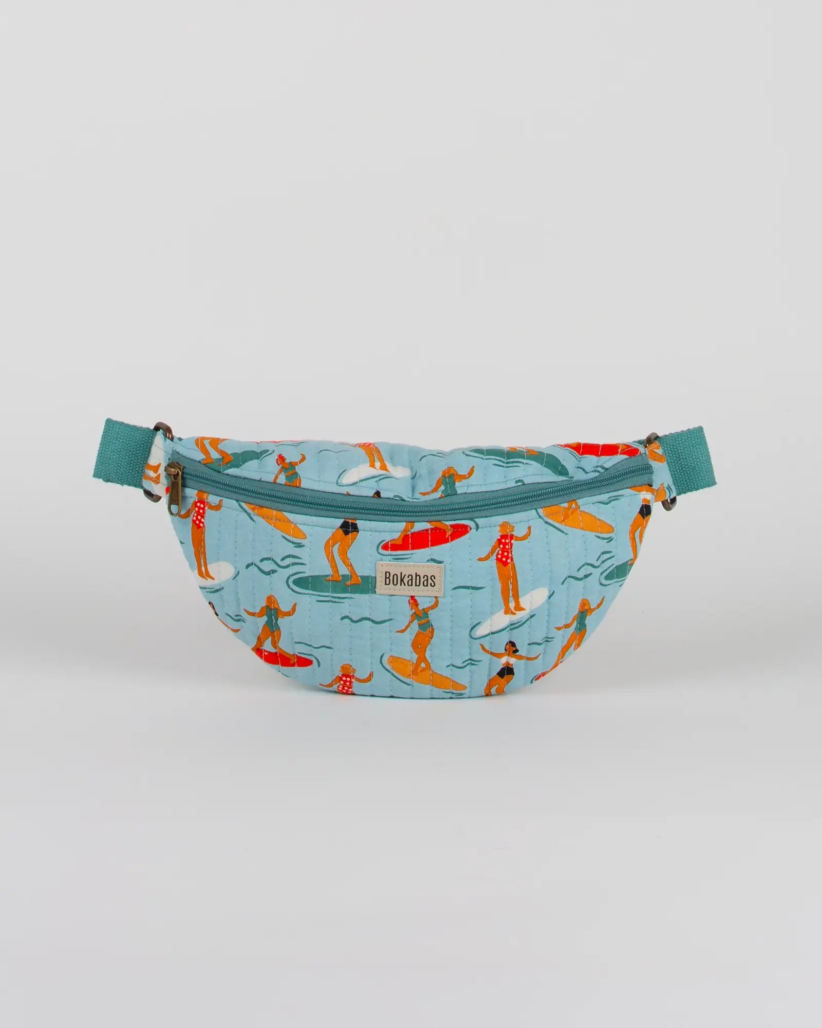 Sac banane matelassé Bokabas, imprimé Surf bleu, vue de face
