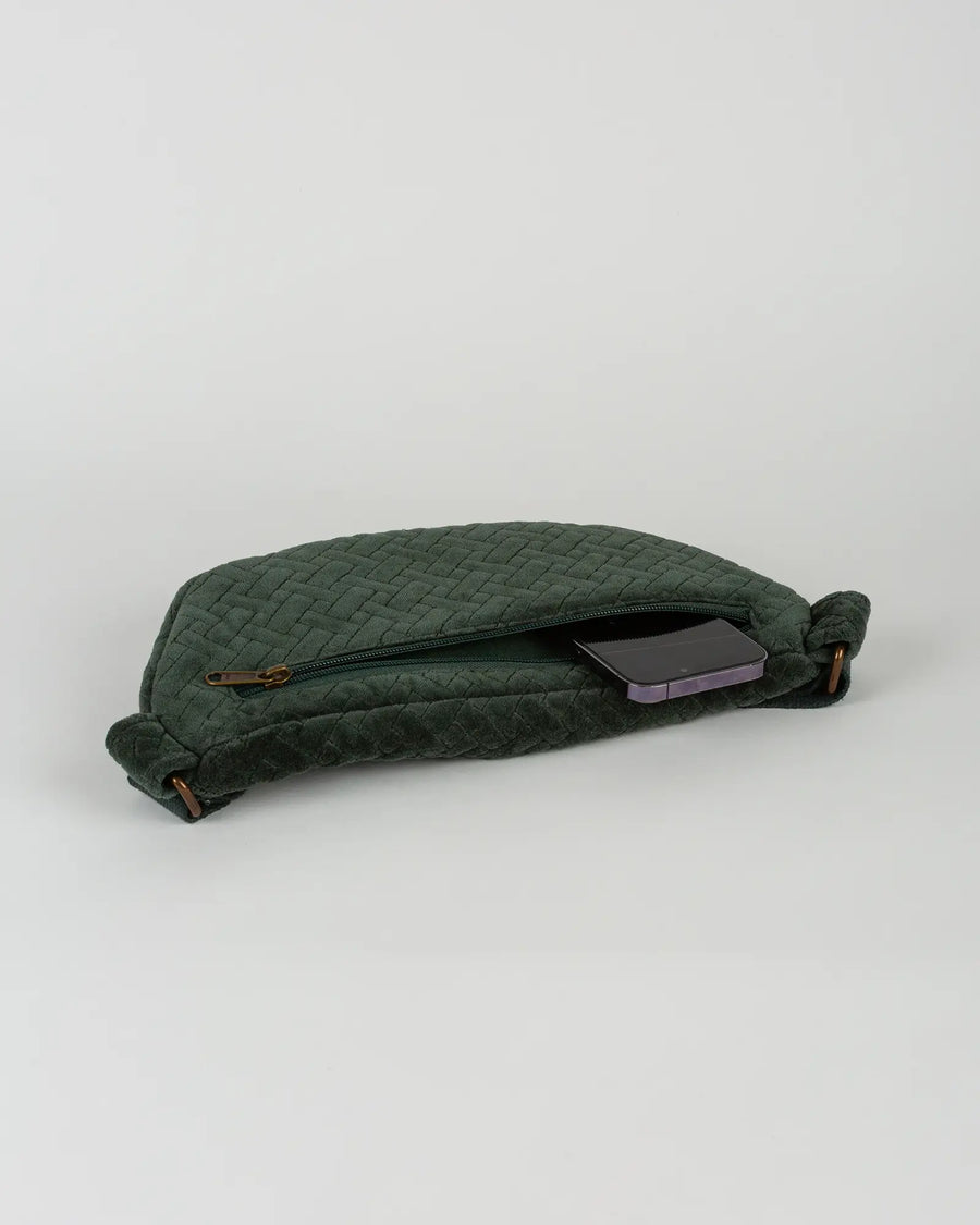 Sac banane velours côtelé Bokabas, vert kaki, vue de dessus