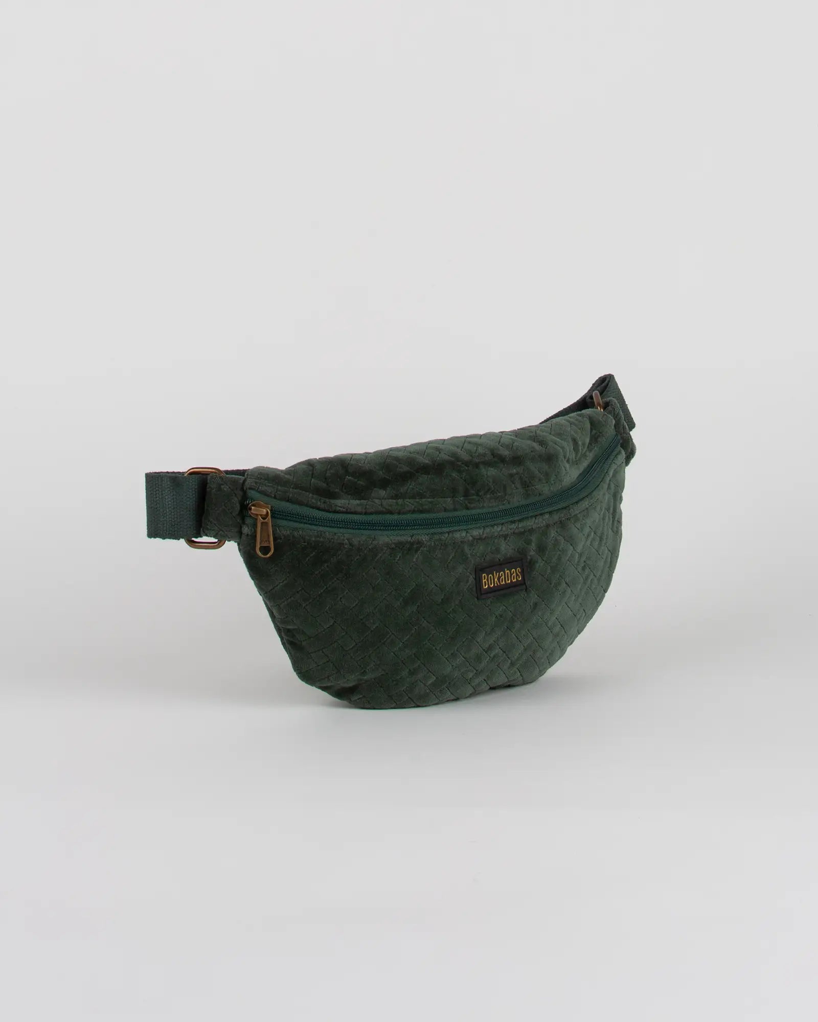 Sac banane velours côtelé Bokabas, vert kaki, vue de trois-quarts