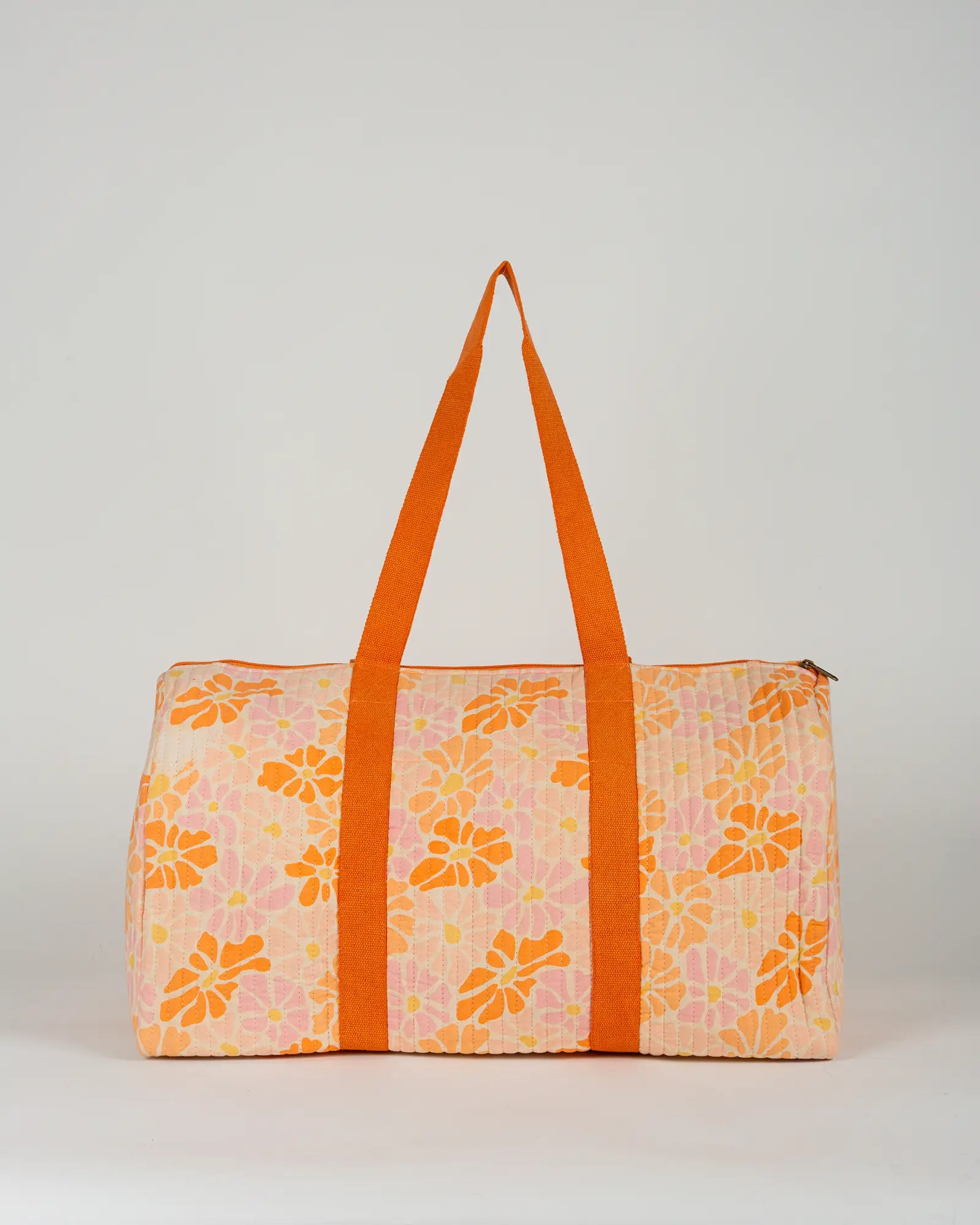 Sac week-end matelassé Bokabas, imprimé Peachy fleuri orange, vue de dos