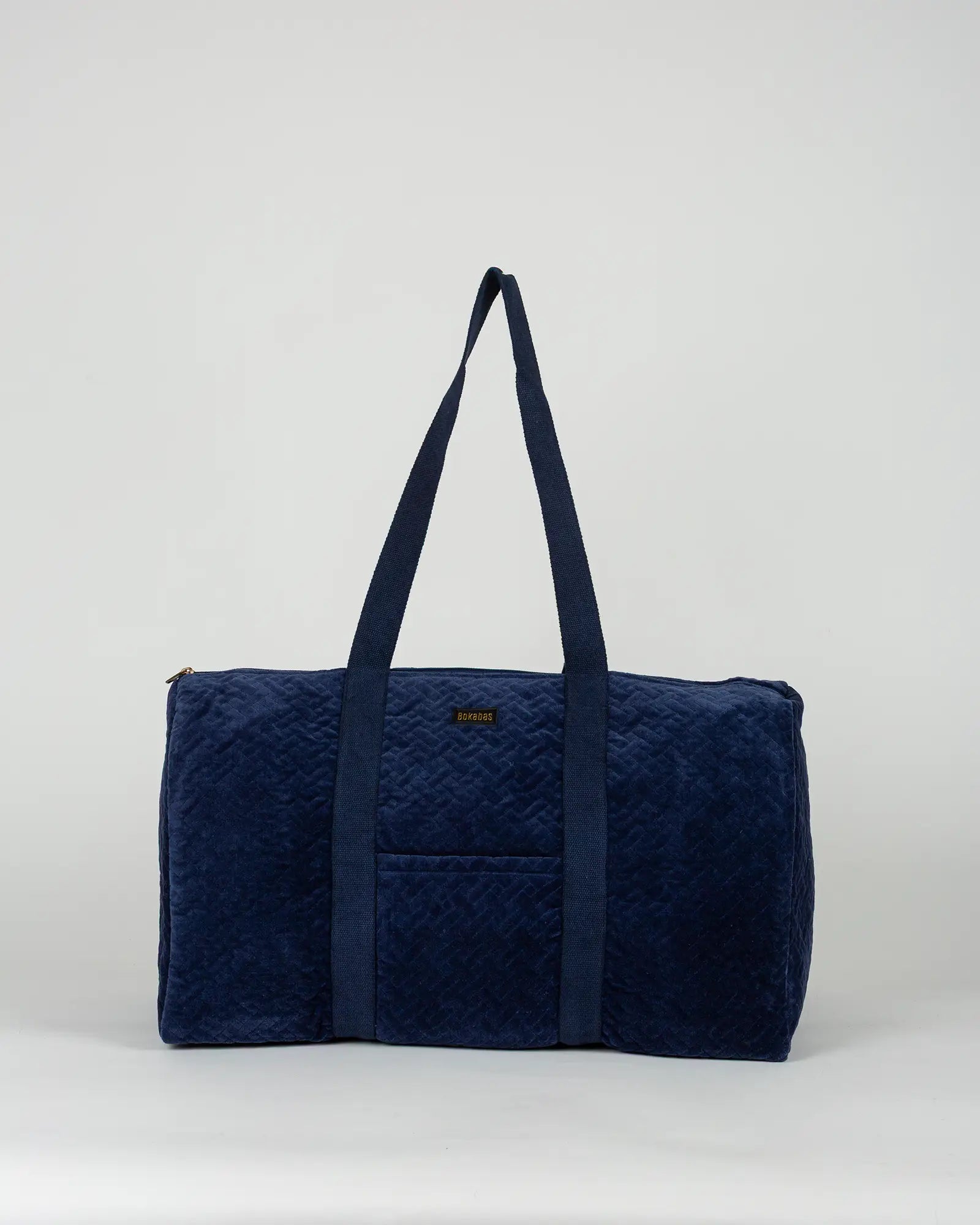 Sac week-end en velours côtelé Bokabas, bleu marine, vue de face