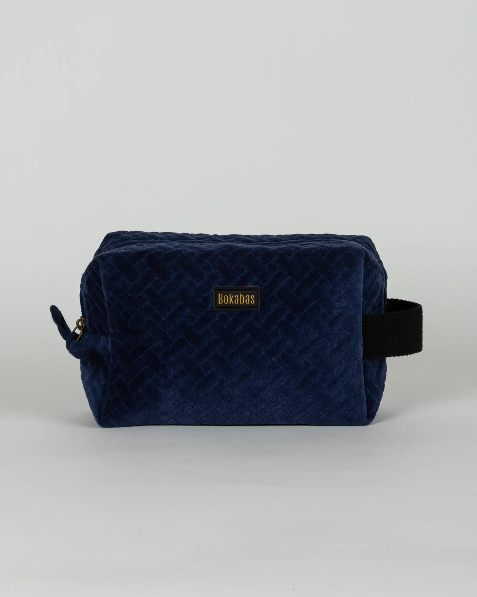 Trousse de toilette en velours côtelé Bokabas, bleu marine, vue de face