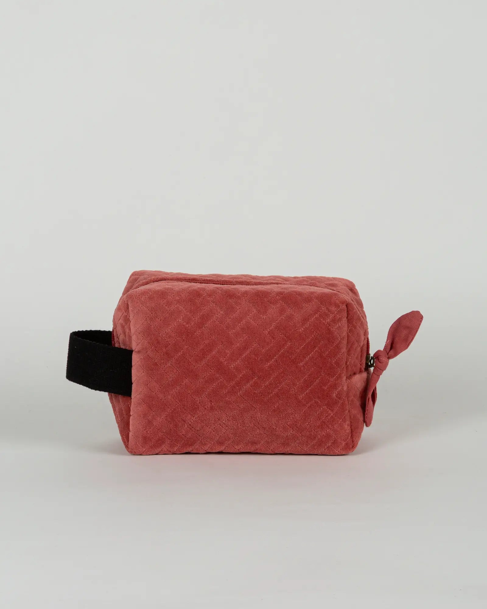 Trousse de toilette en velours côtelé Bokabas, rose framboise, vue de dos