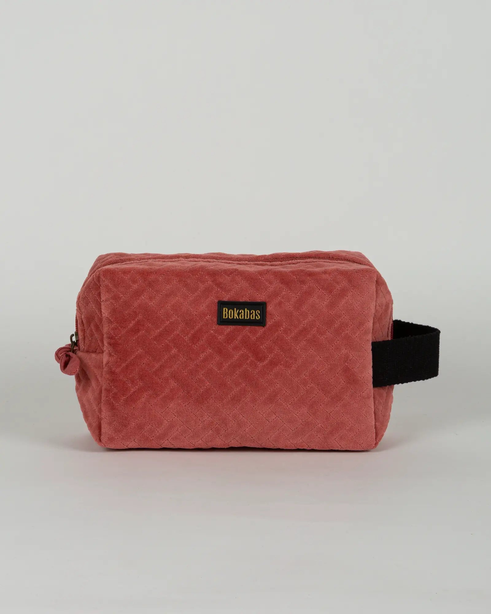 Trousse de toilette en velours côtelé Bokabas, rose framboise, vue de face