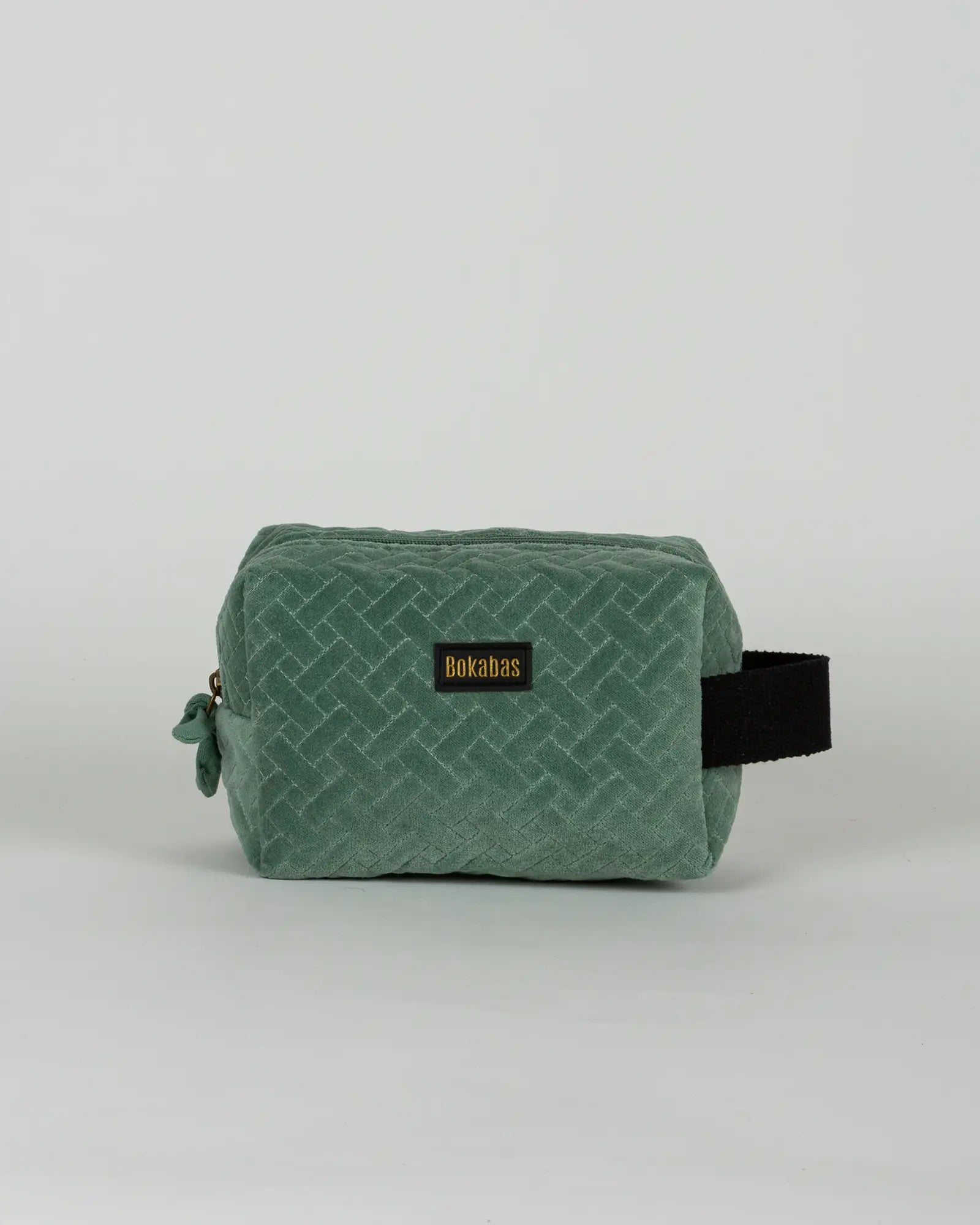 Trousse de toilette en velours côtelé Bokabas, vert sauge, vue de face