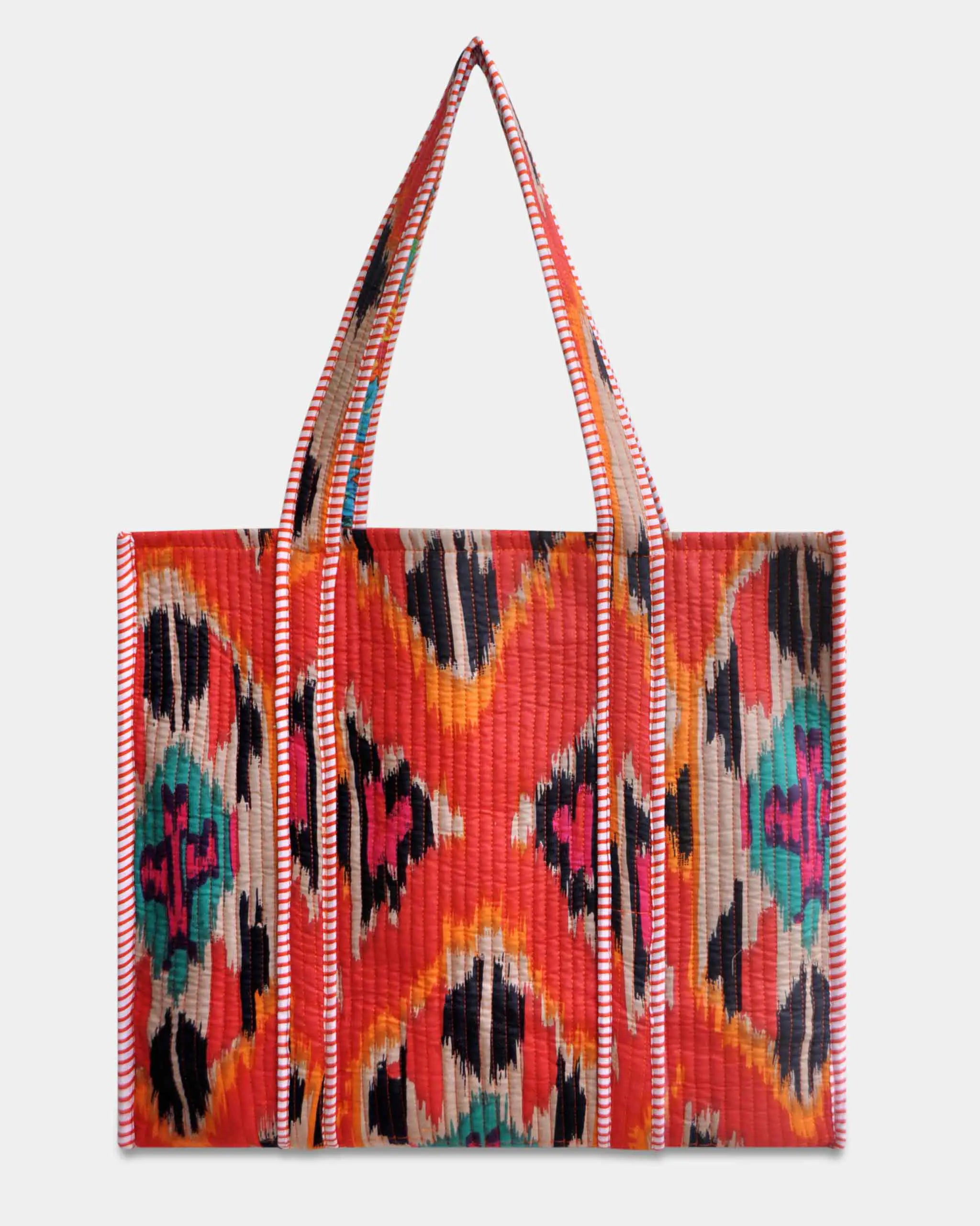 Sac cabas réversible en coton matelassé - DESI Orange (Frida) - Bokabas Sac (Image 1)