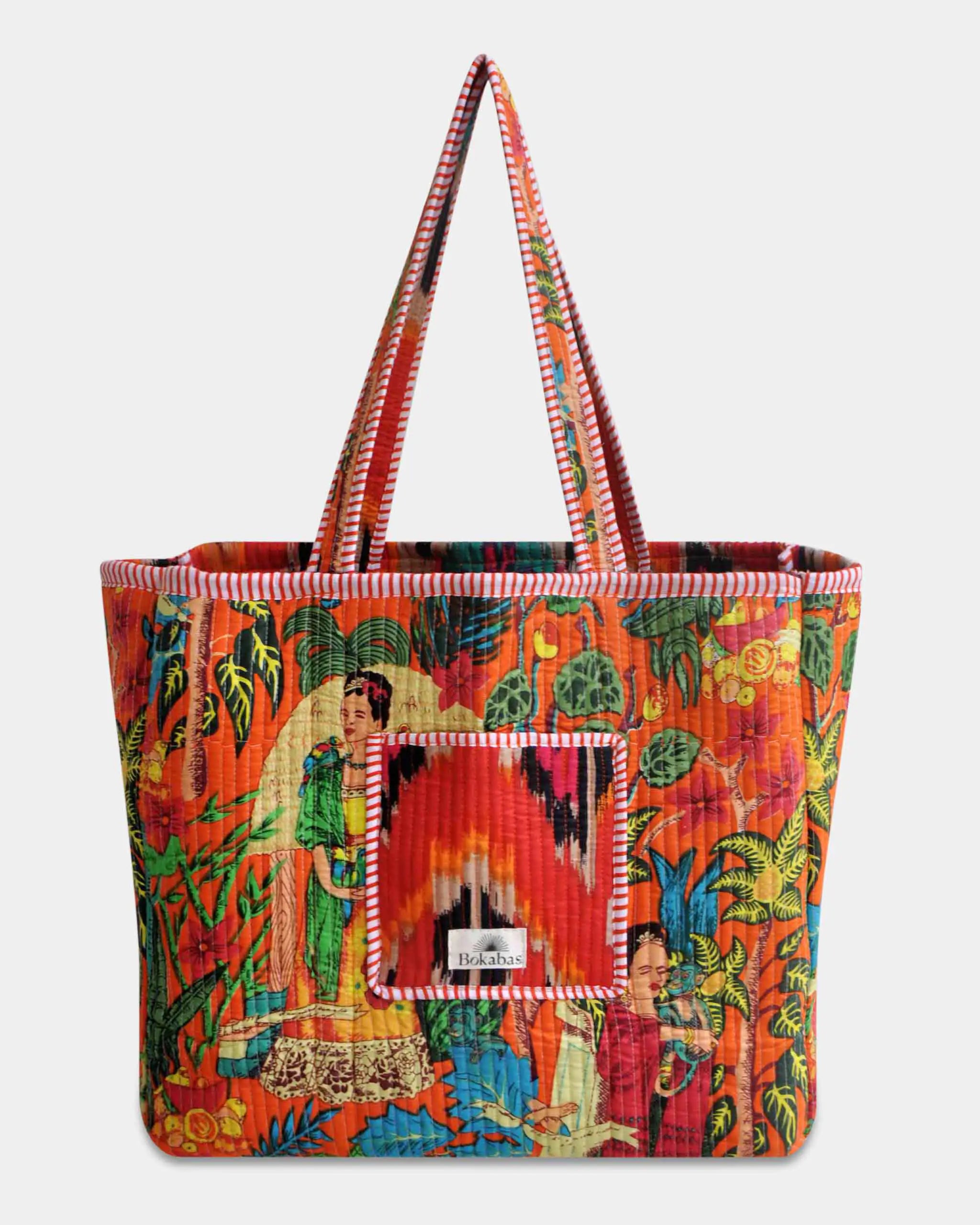 Sac cabas réversible en coton matelassé - DESI Orange (Frida) - Bokabas Sac (Image 3)