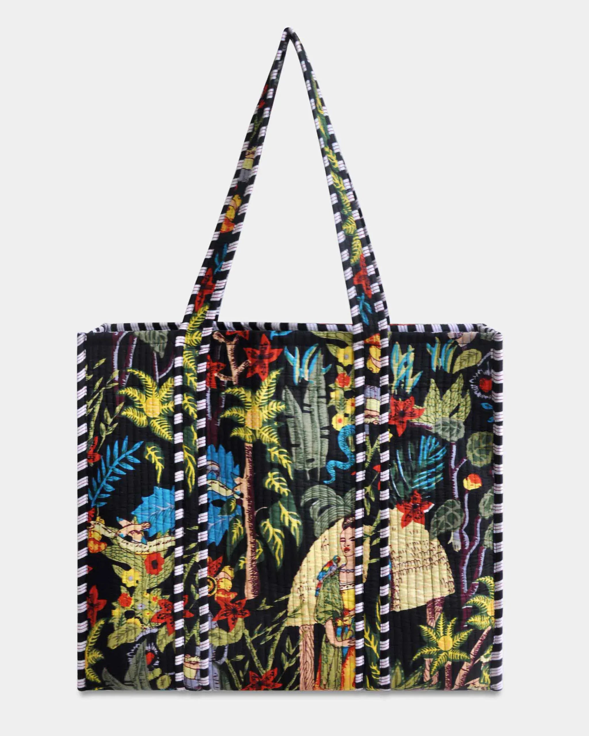 Sac cabas réversible en coton matelassé - FRIDA Noir - Bokabas Sac (Image 1)