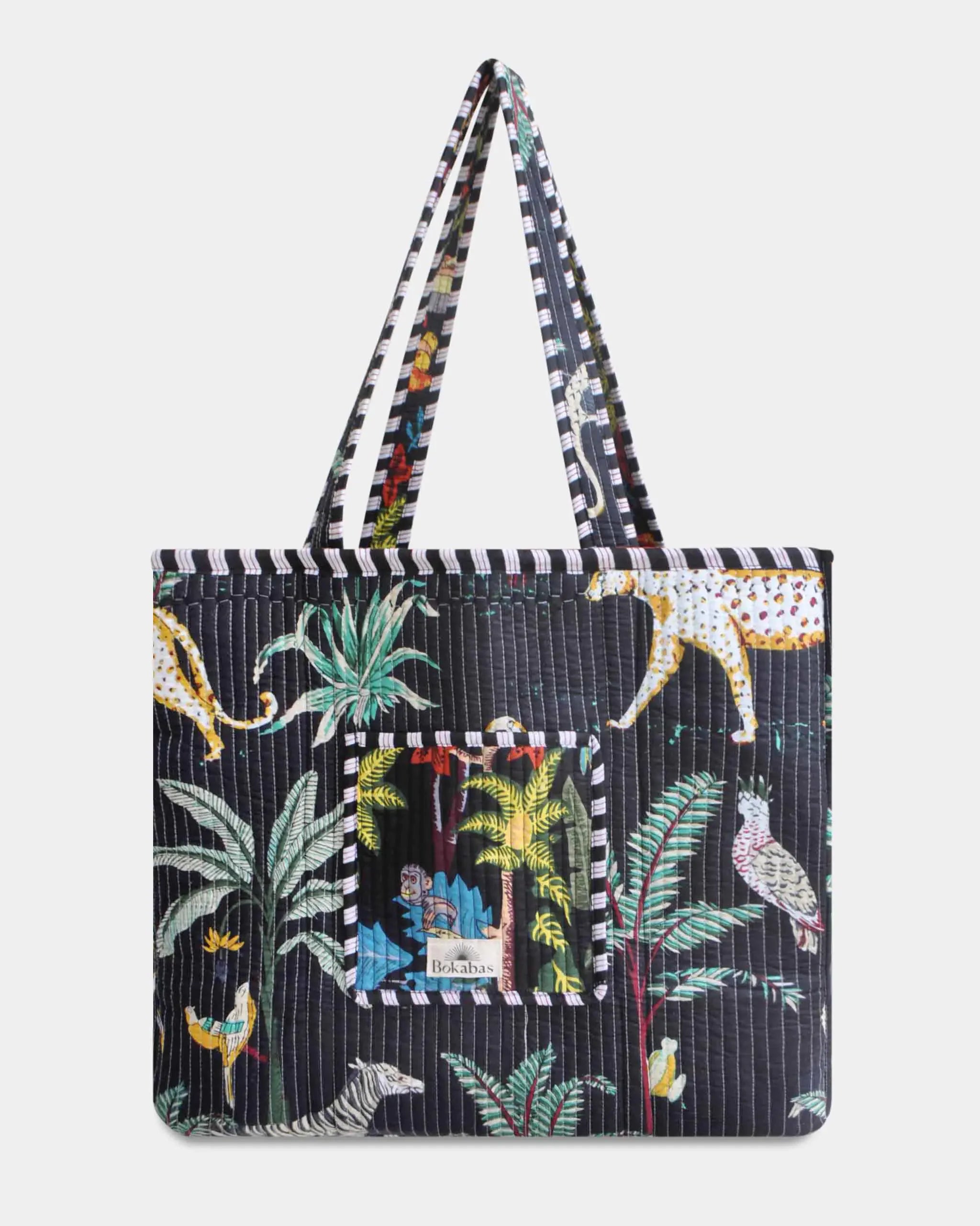 Sac cabas réversible en coton matelassé - FRIDA Noir - Bokabas Sac (Image 3)