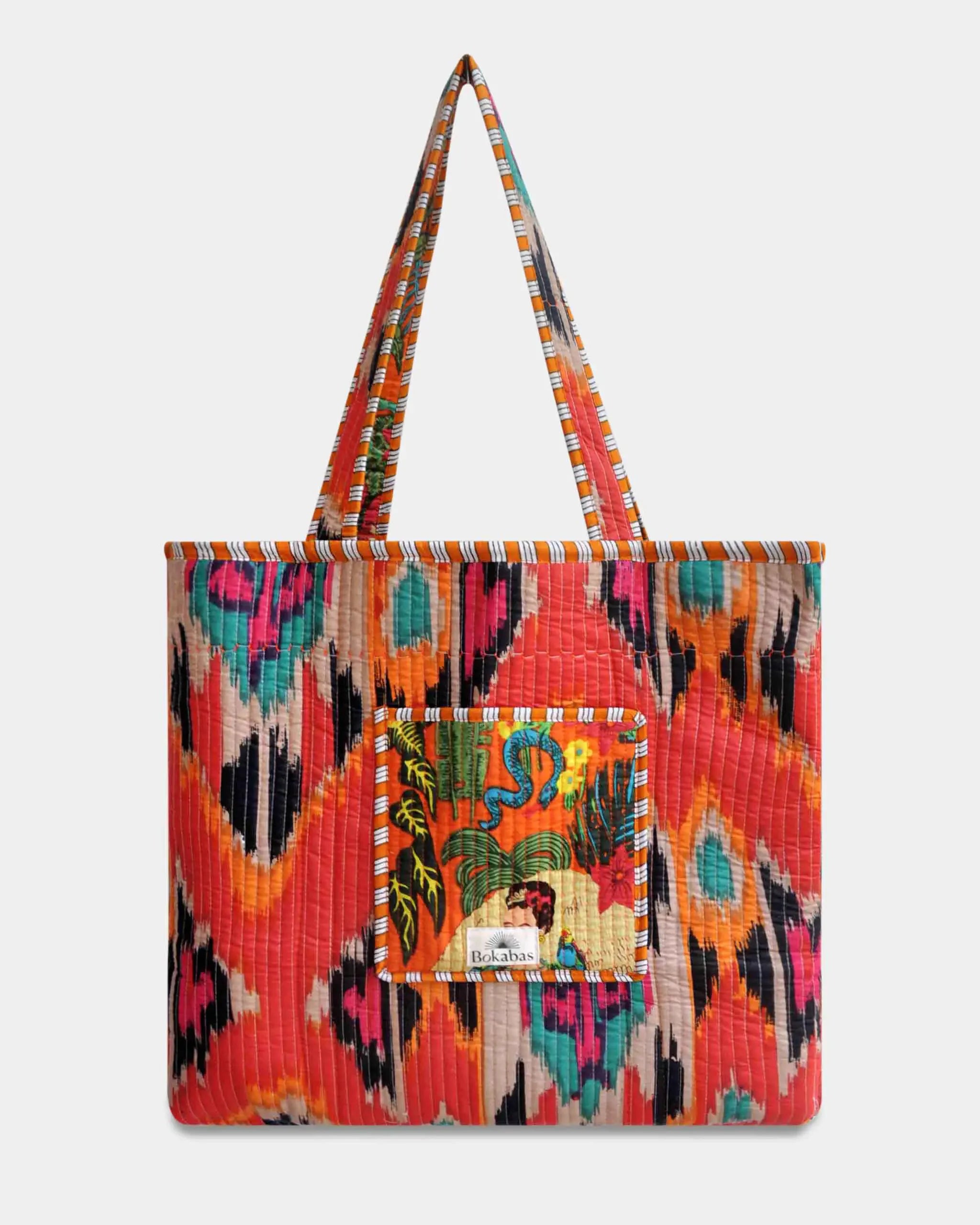 Sac cabas réversible en coton matelassé - FRIDA Orange - Bokabas Sac (Image 4)