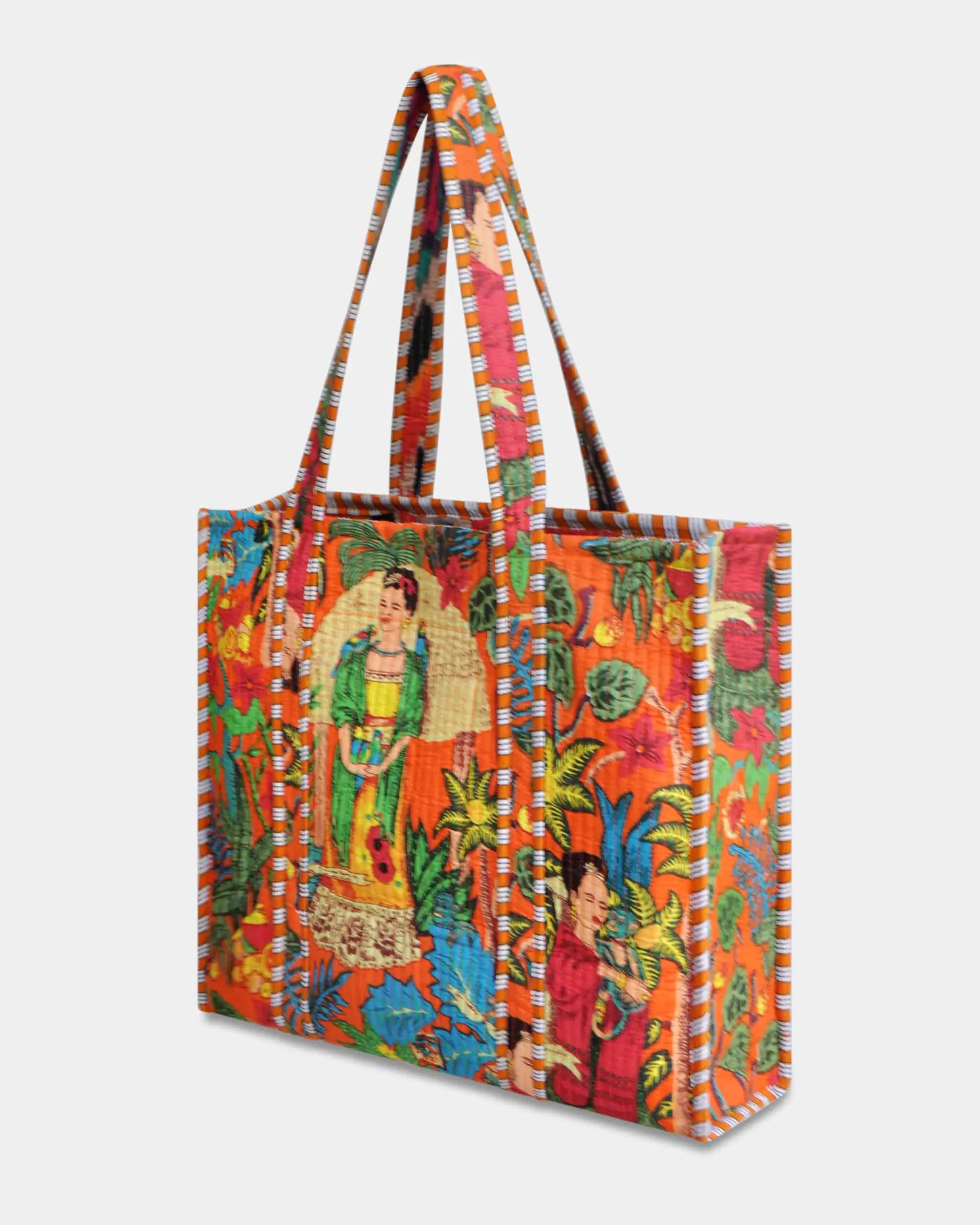 Sac cabas réversible en coton matelassé - FRIDA Orange - Bokabas Sac (Image 3)