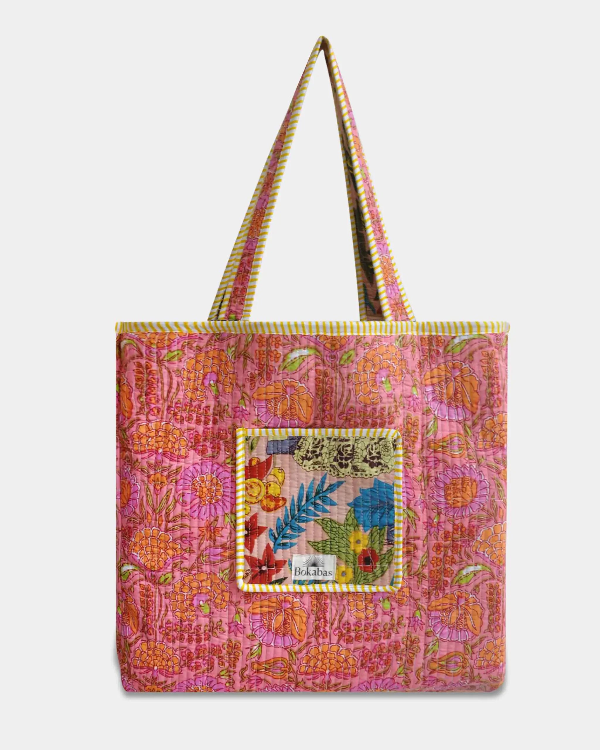 Sac cabas réversible en coton matelassé - FRIDA Rose - Bokabas Sac (Image 4)