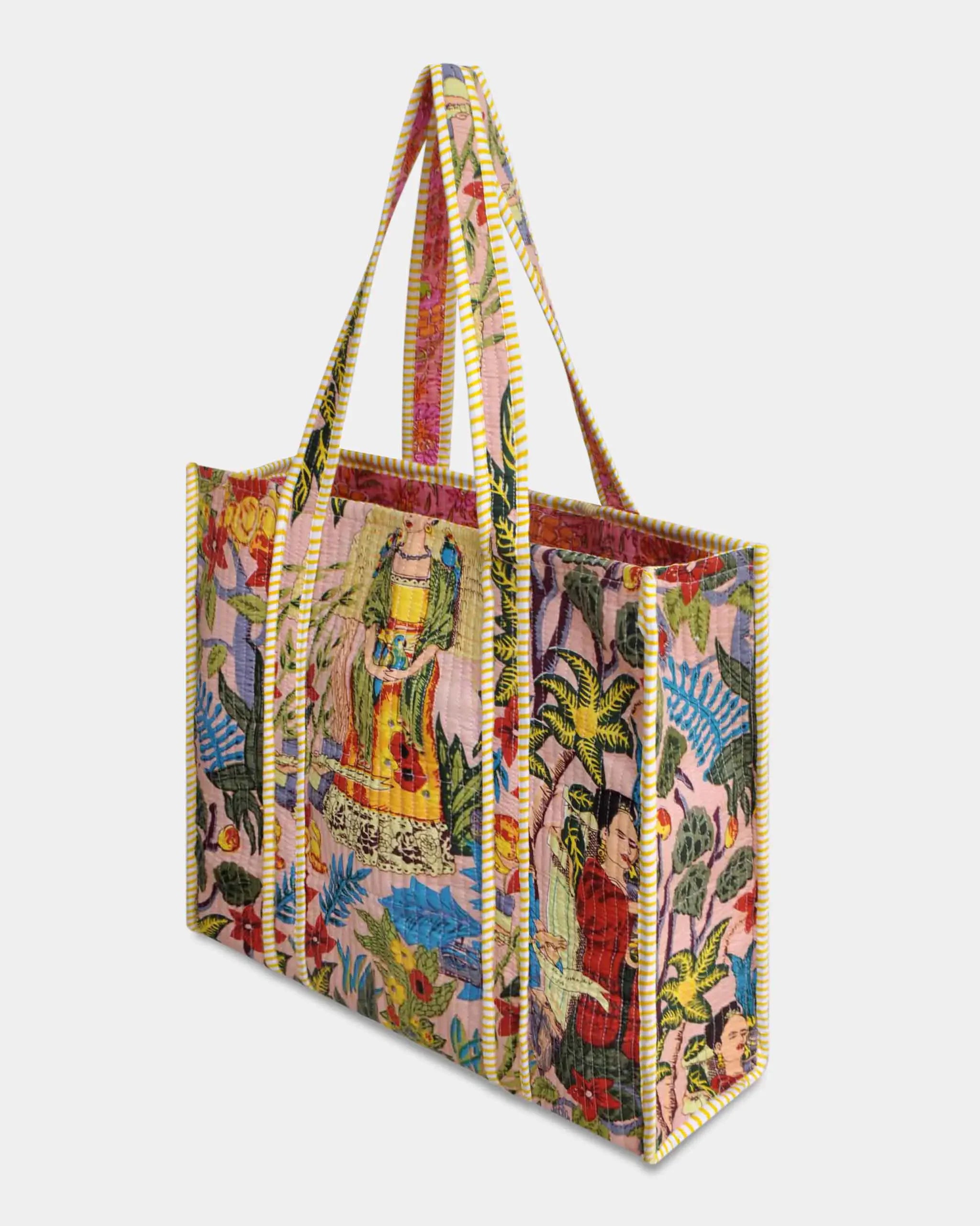 Sac cabas réversible en coton matelassé - FRIDA Rose - Bokabas Sac (Image 3)