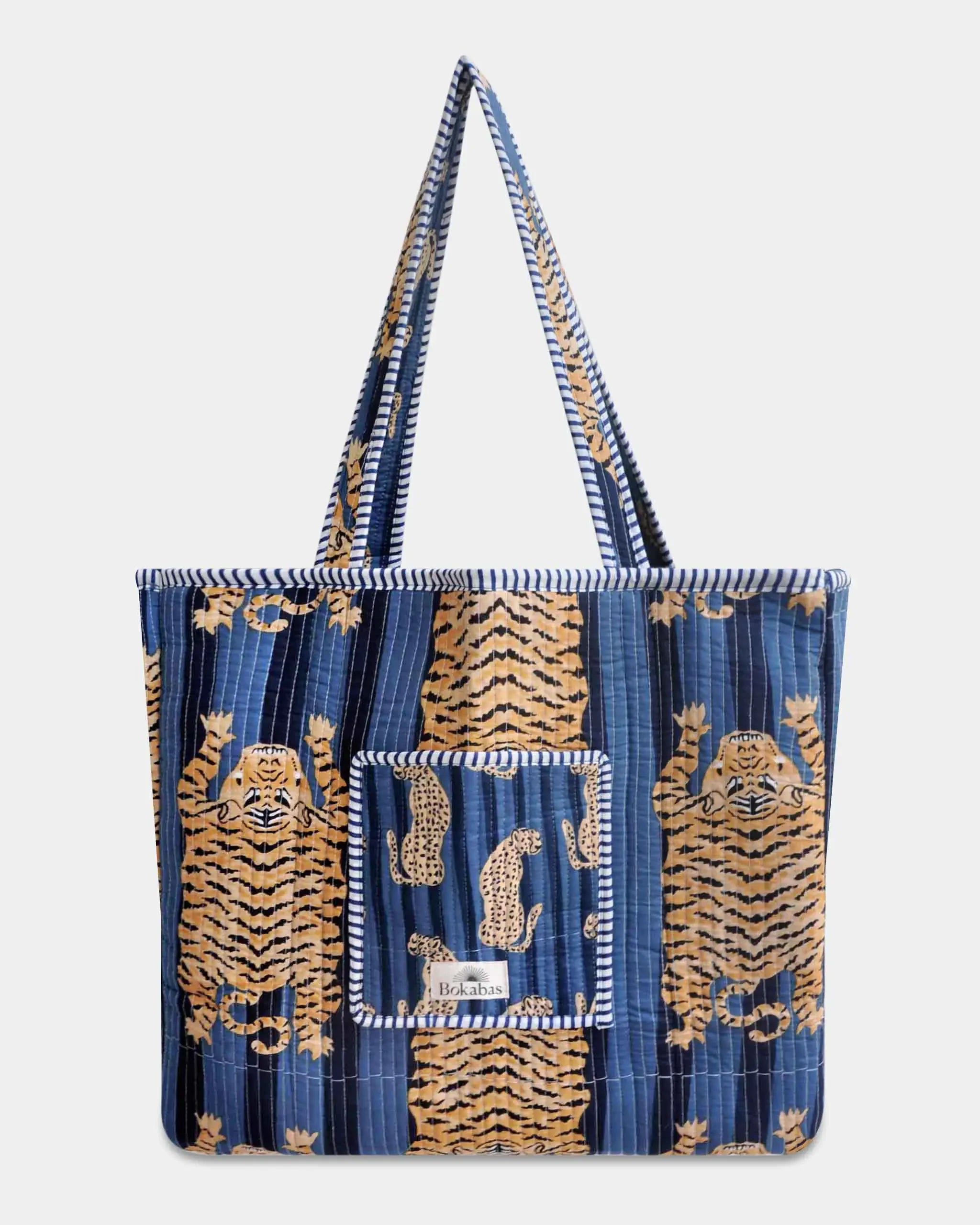 Sac cabas réversible en coton matelassé - GUEPARD Bleu - Bokabas Sac (Image 4)