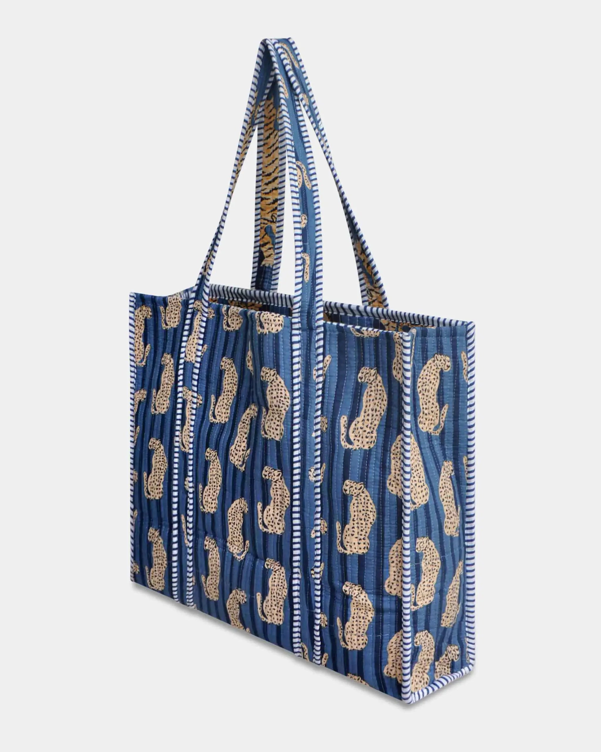 Sac cabas réversible en coton matelassé - GUEPARD Bleu - Bokabas Sac (Image 3)