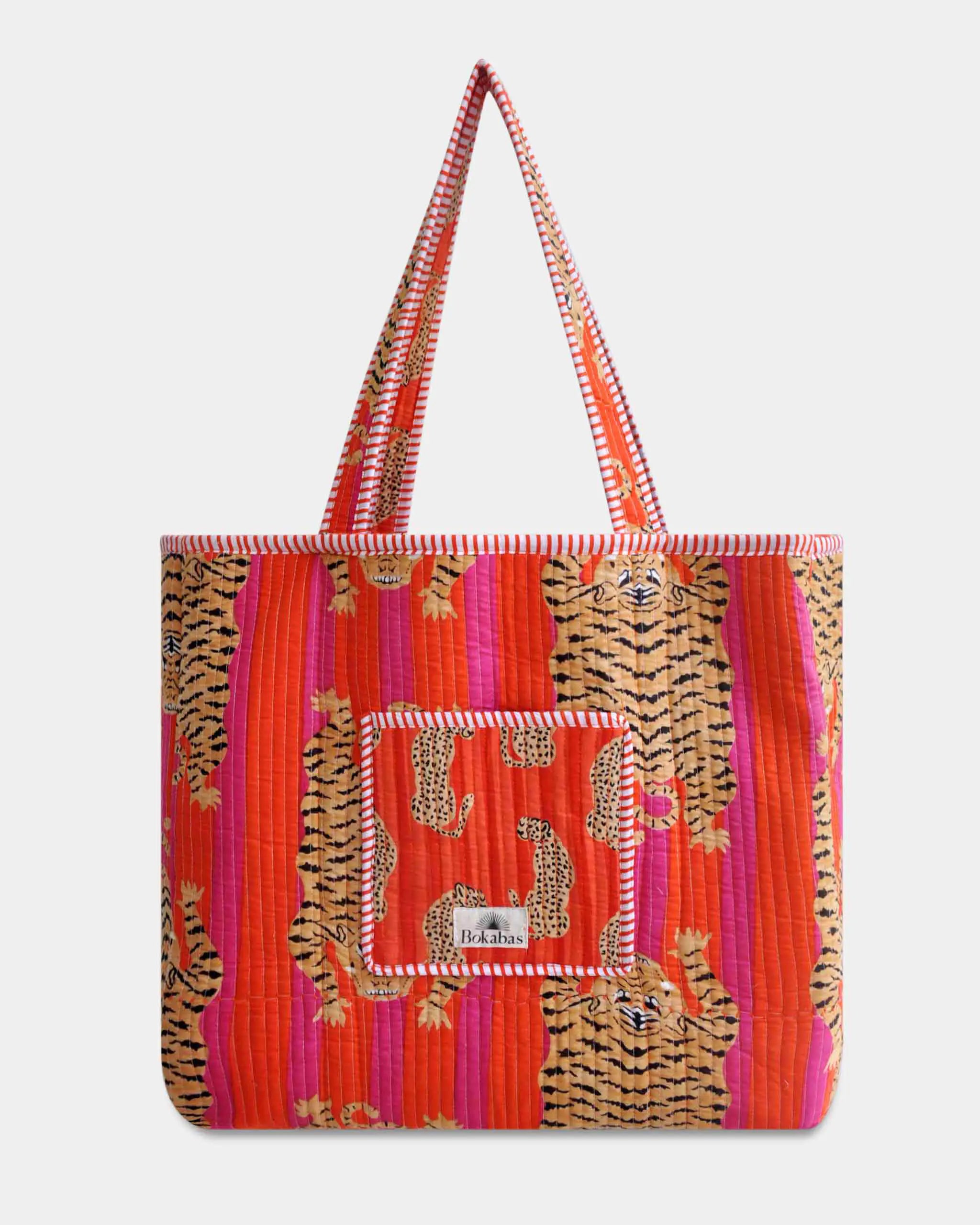 Sac cabas réversible en coton matelassé - GUEPARD Orange - Bokabas Sac (Image 3)