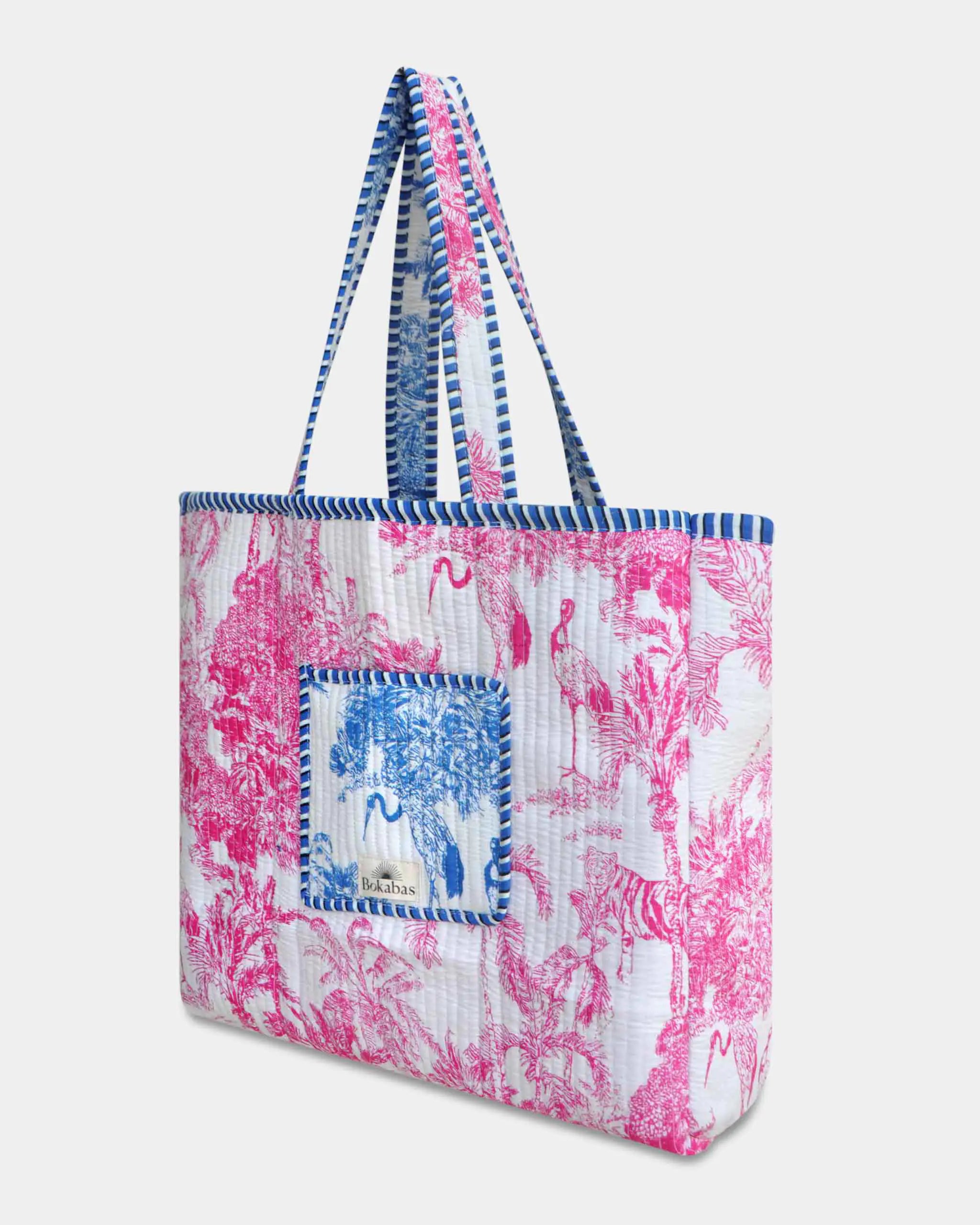 Sac cabas réversible en coton matelassé - JOUY Bleu - Bokabas Sac (Image 3)