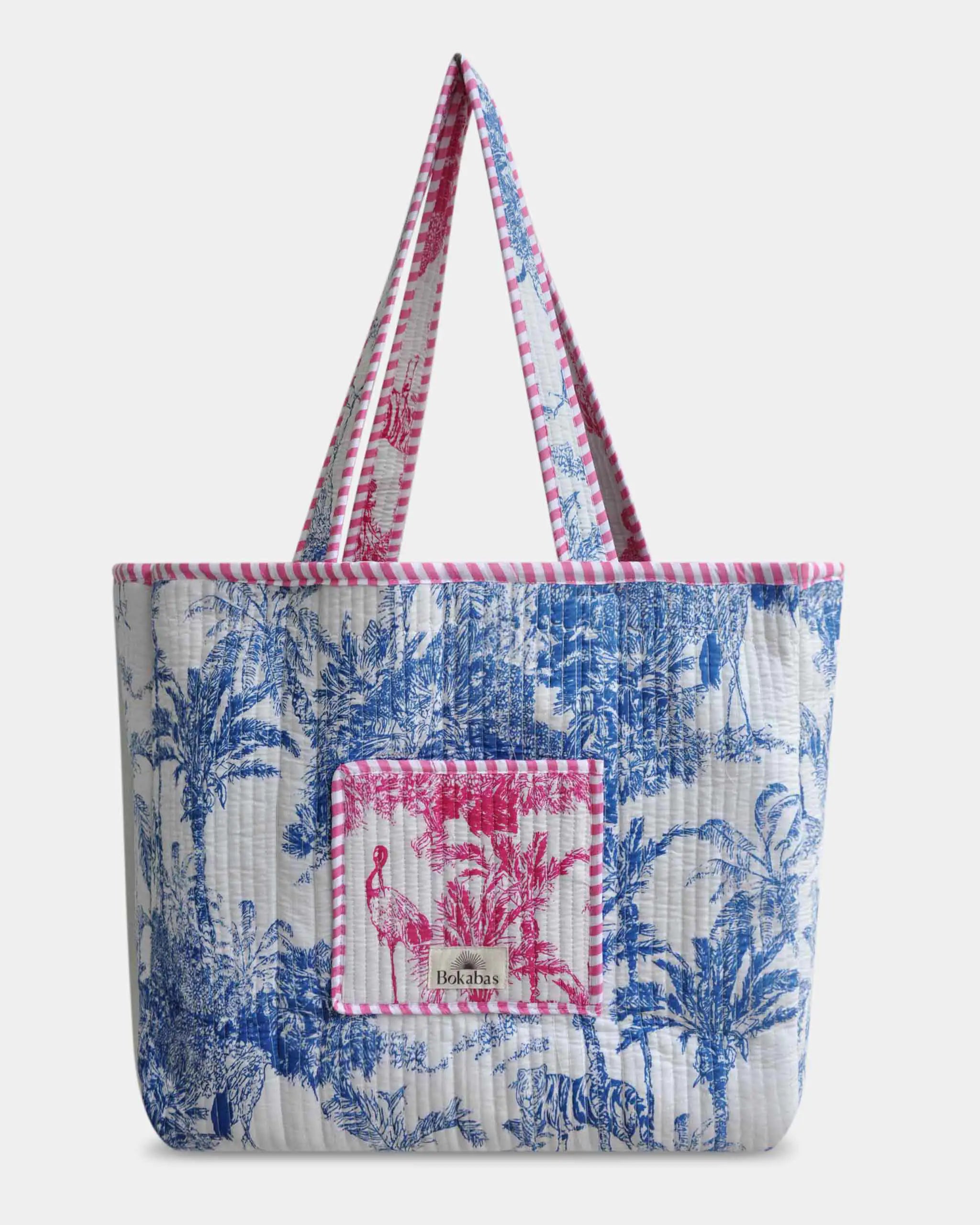 Sac cabas réversible en coton matelassé - JOUY Rose - Bokabas Sac (Image 3)