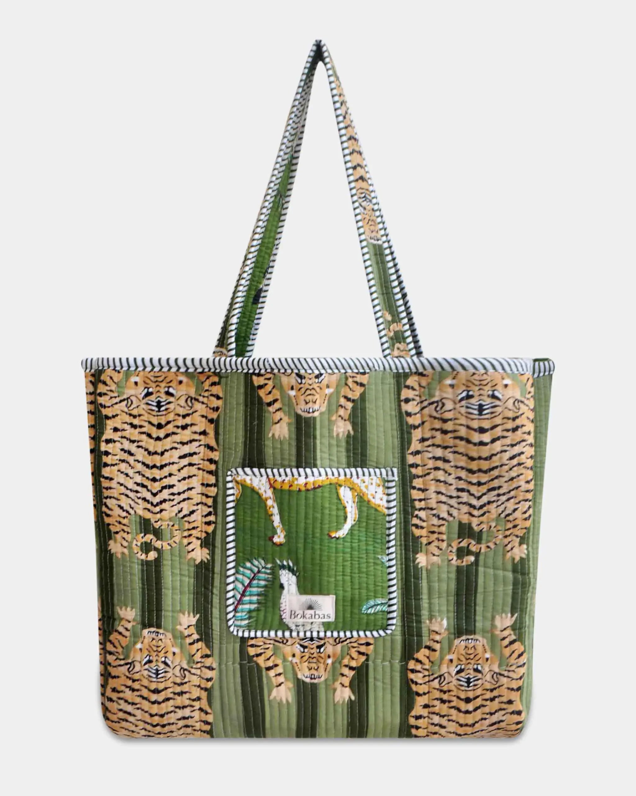 Sac cabas réversible en coton matelassé - JUNGLE Vert - Bokabas Sac (Image 3)