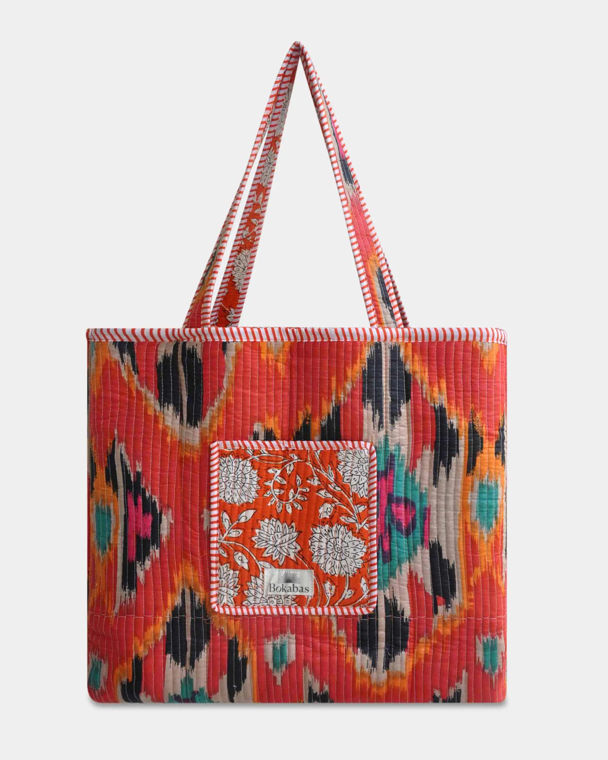 Sac cabas réversible en coton matelassé - PIQUE Orange - Bokabas Sac (Image 3)