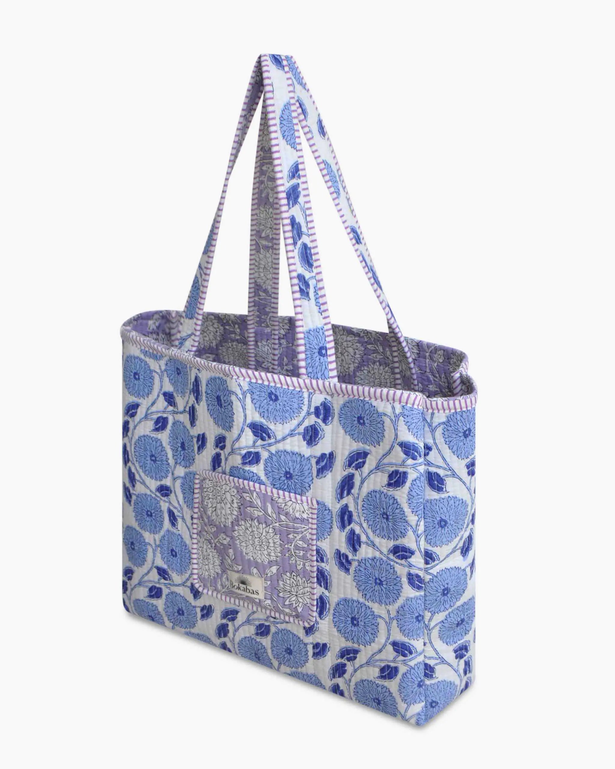 Sac cabas réversible en coton matelassé - PIQUE Violet - Bokabas Sac (Image 3)