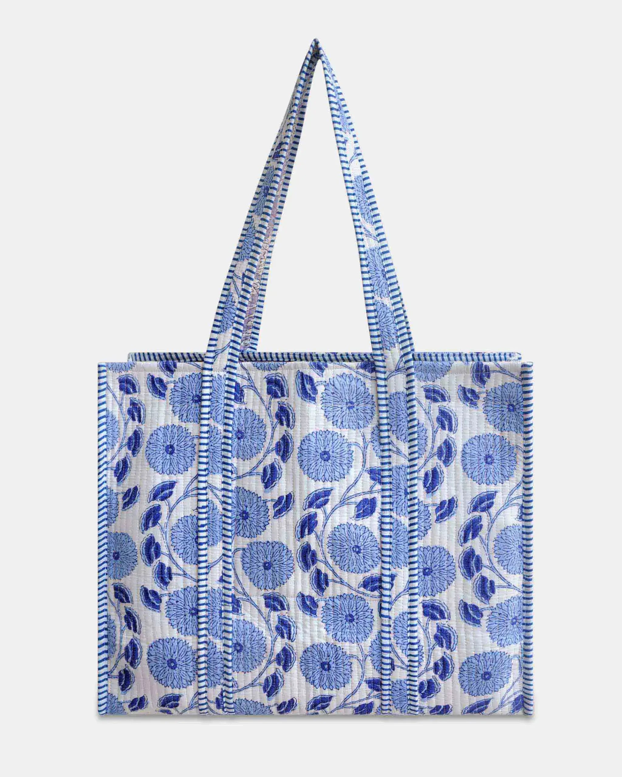 Sac cabas réversible en coton matelassé - PISSENLIT Bleu - Bokabas Sac (Image 1)