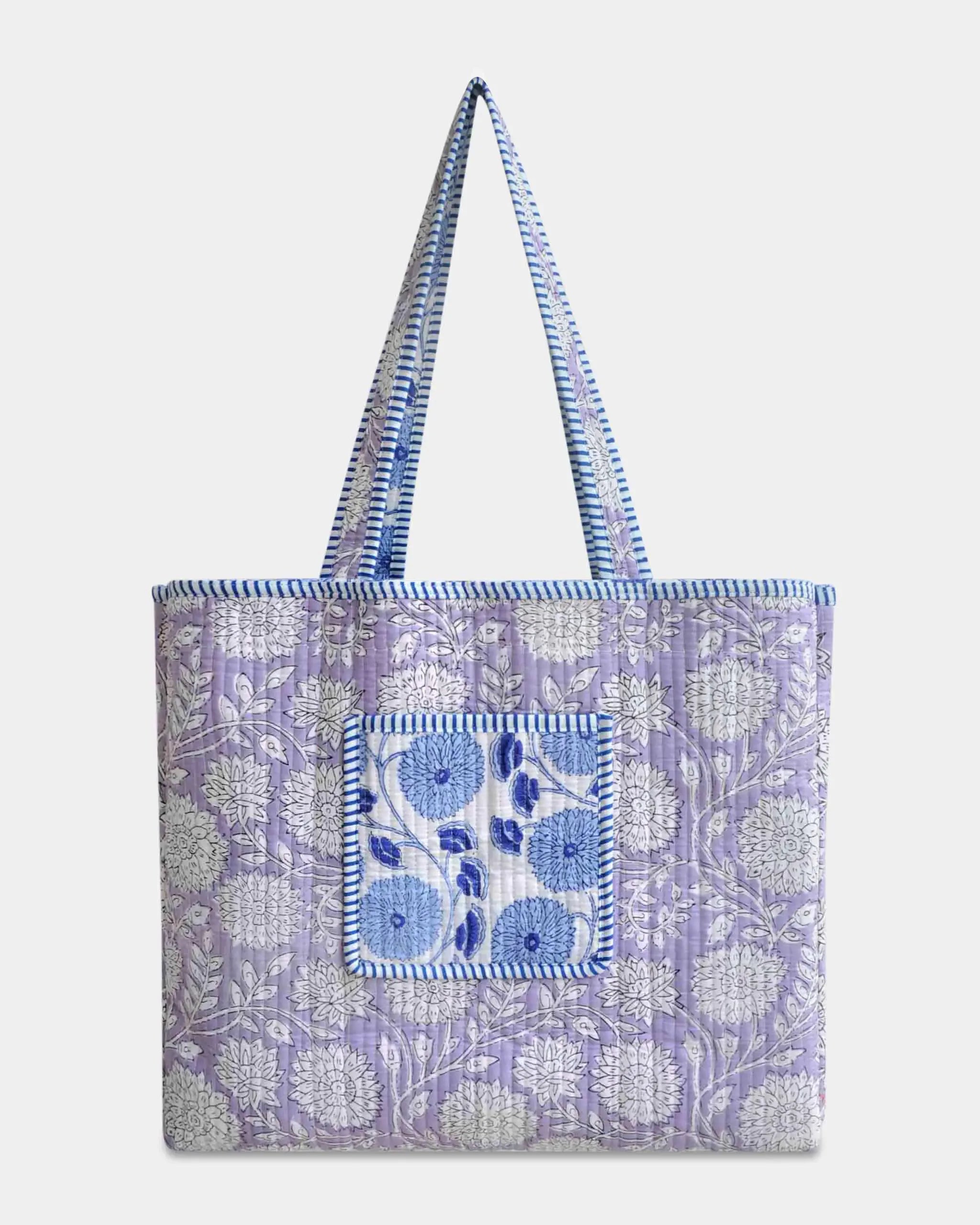 Sac cabas réversible en coton matelassé - PISSENLIT Bleu - Bokabas Sac (Image 3)