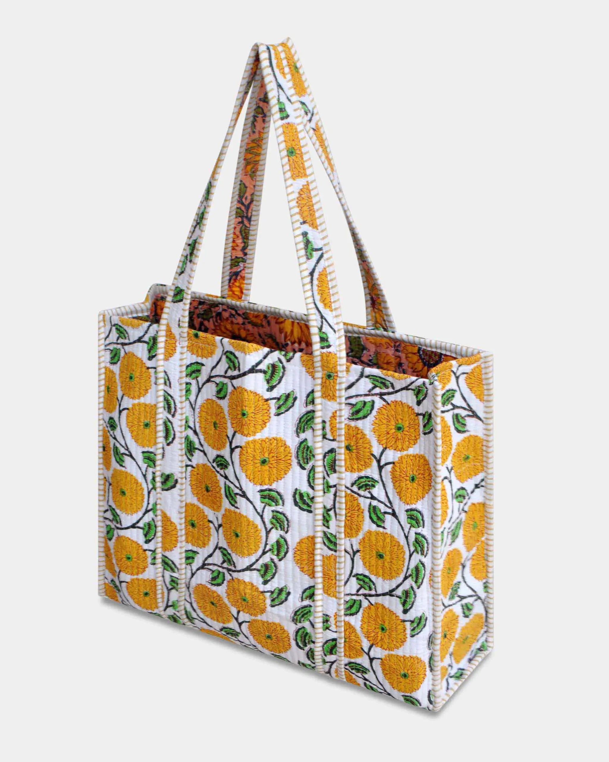Sac cabas réversible en coton matelassé - PISSENLIT Blanc - Bokabas Sac (Image 4)