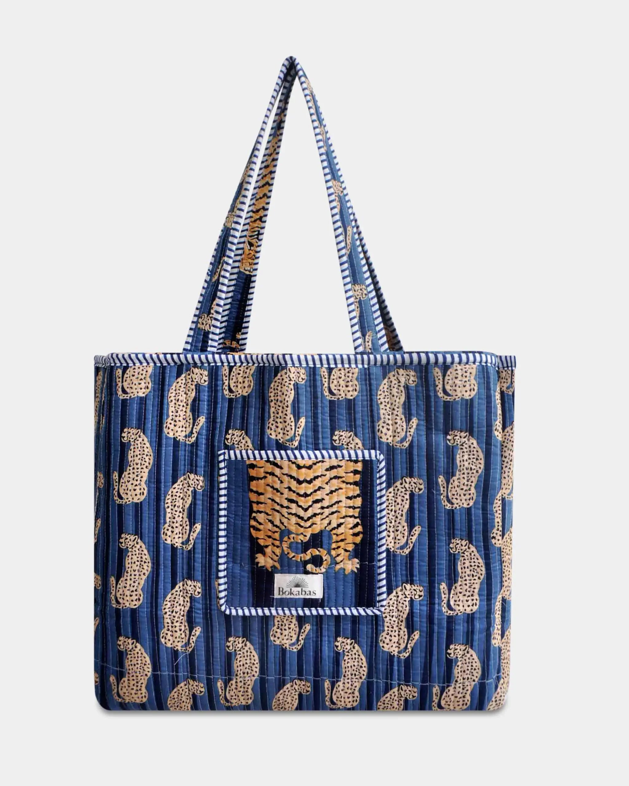 Sac cabas réversible en coton matelassé - TIGRE Bleu - Bokabas Sac (Image 3)