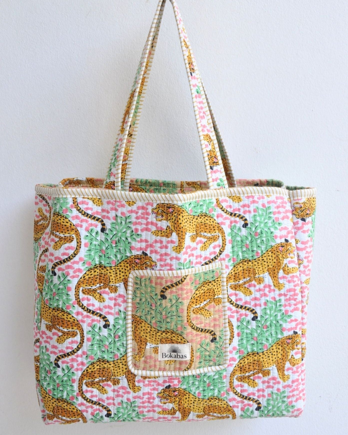 Sac cabas réversible en coton matelassé - CHAT Beige - Bokabas Sac (Image 3)