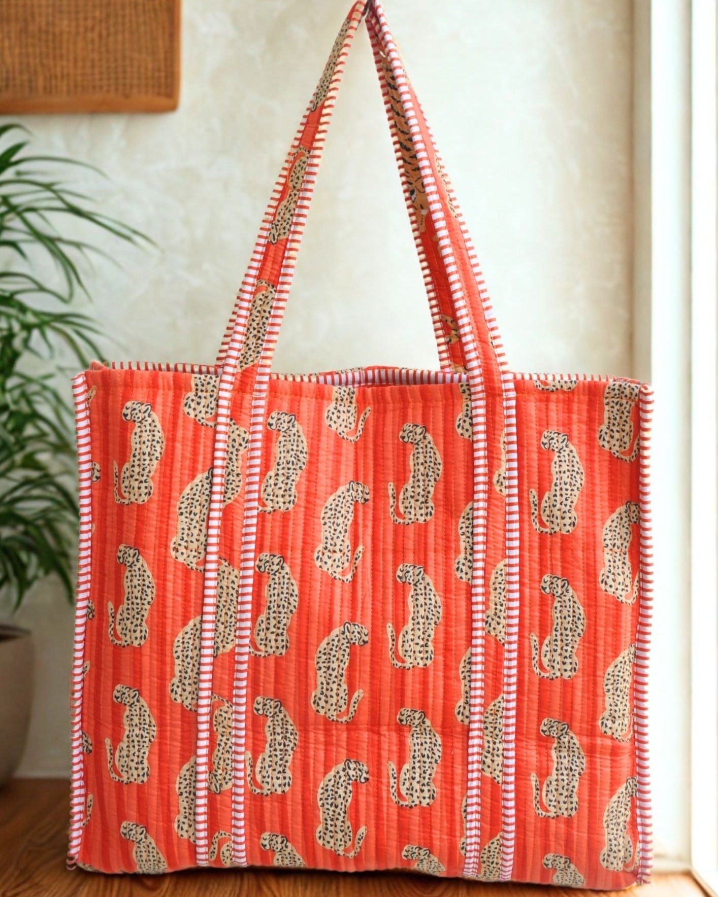 Sac cabas réversible en coton matelassé - GUEPARD Orange - Bokabas Sac (Image 4)