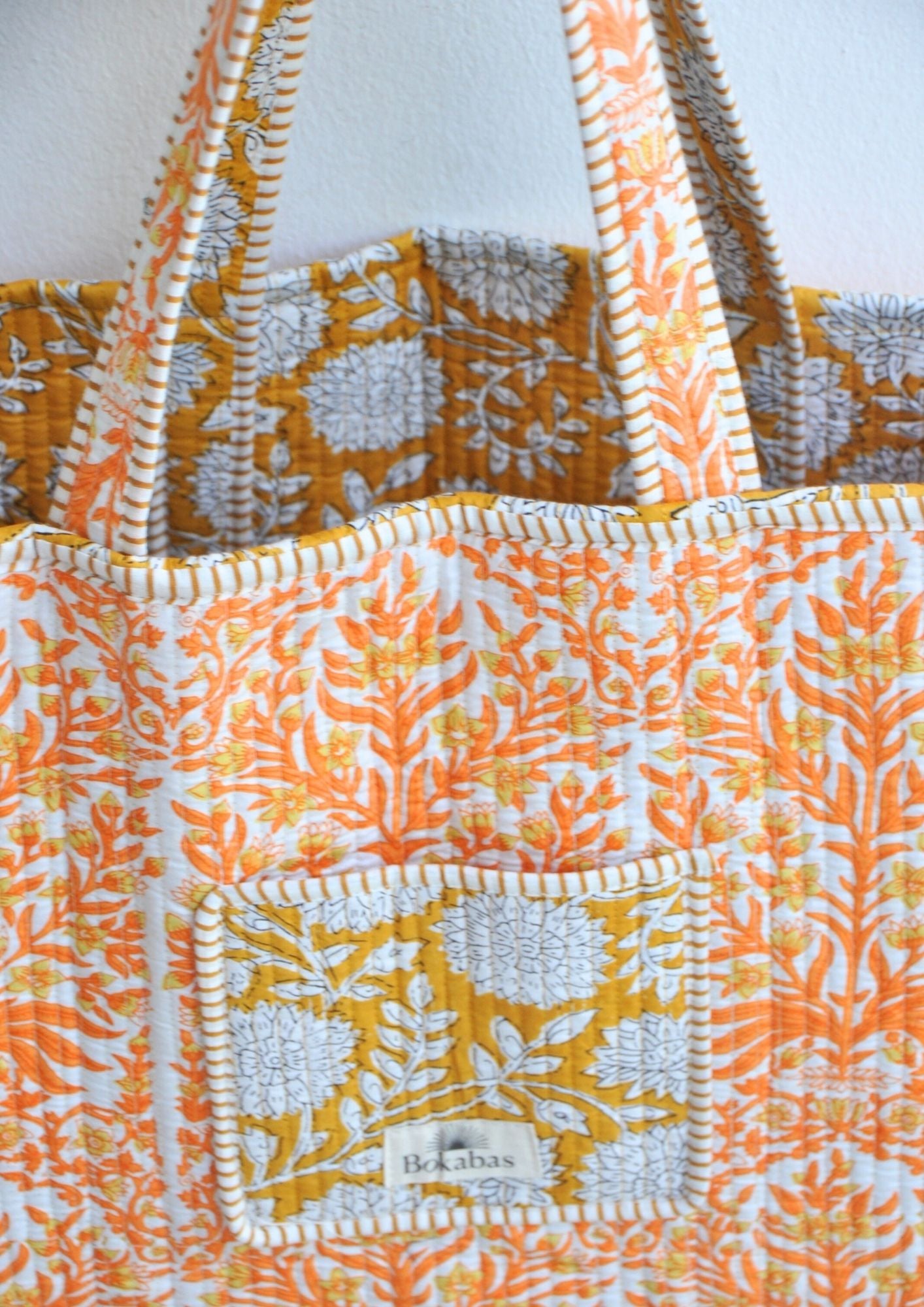 Sac cabas matelassé en coton réversible - PIQUE Jaune - Image 4