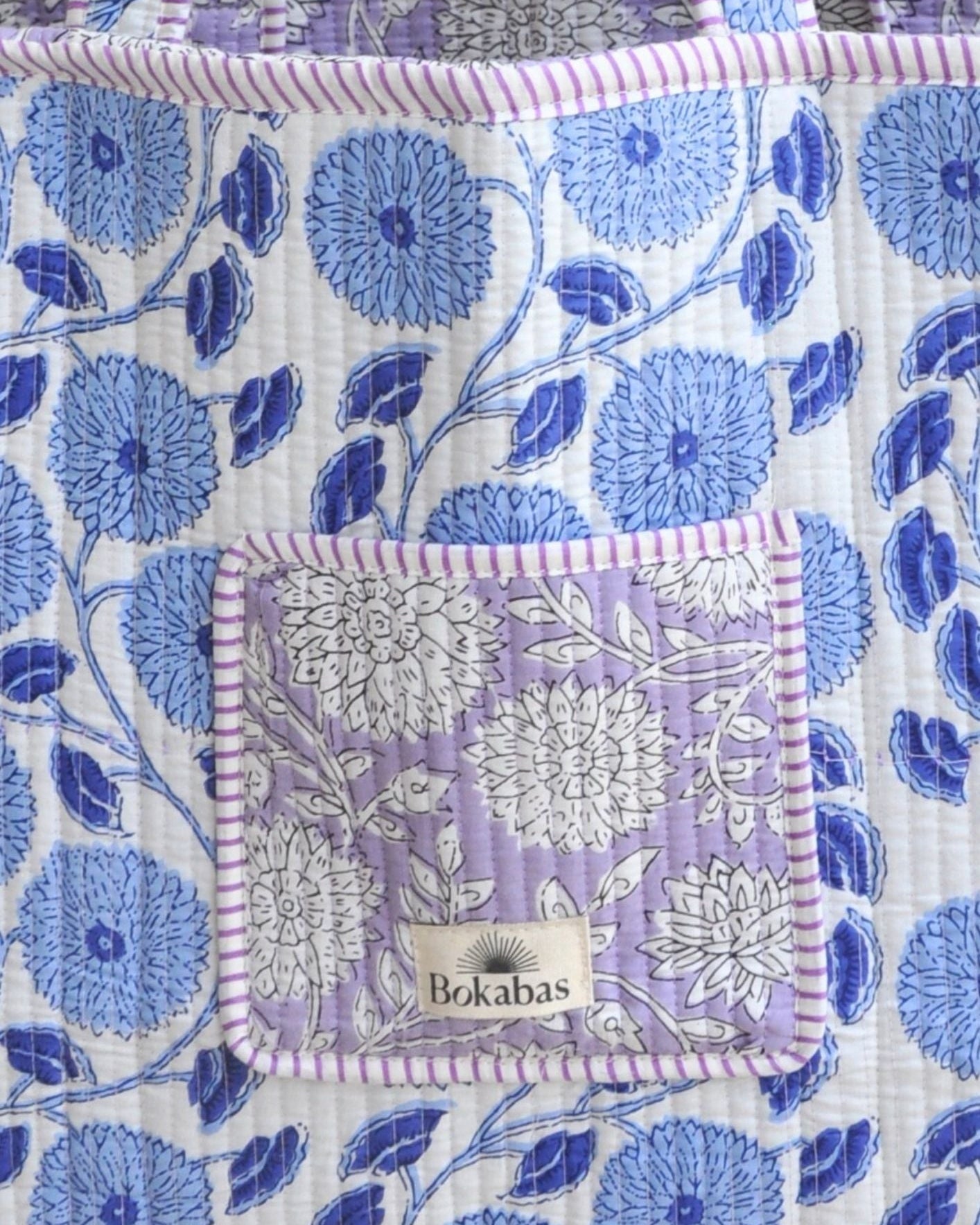Sac cabas réversible en coton matelassé - PIQUE Violet - Bokabas Sac (Image 4)
