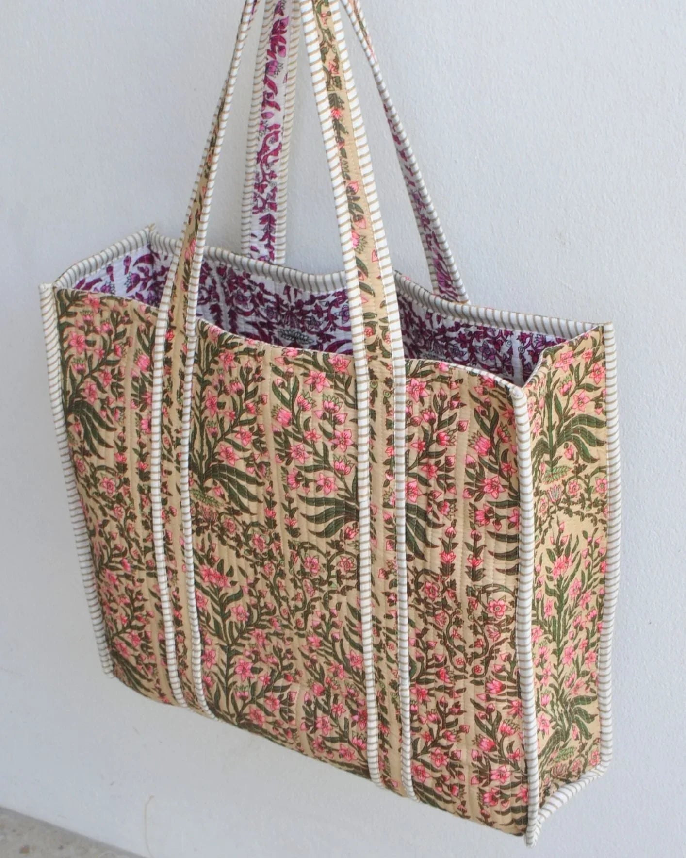 Sac cabas réversible en coton matelassé - VAL Beige - Bokabas Sac (Image 2)