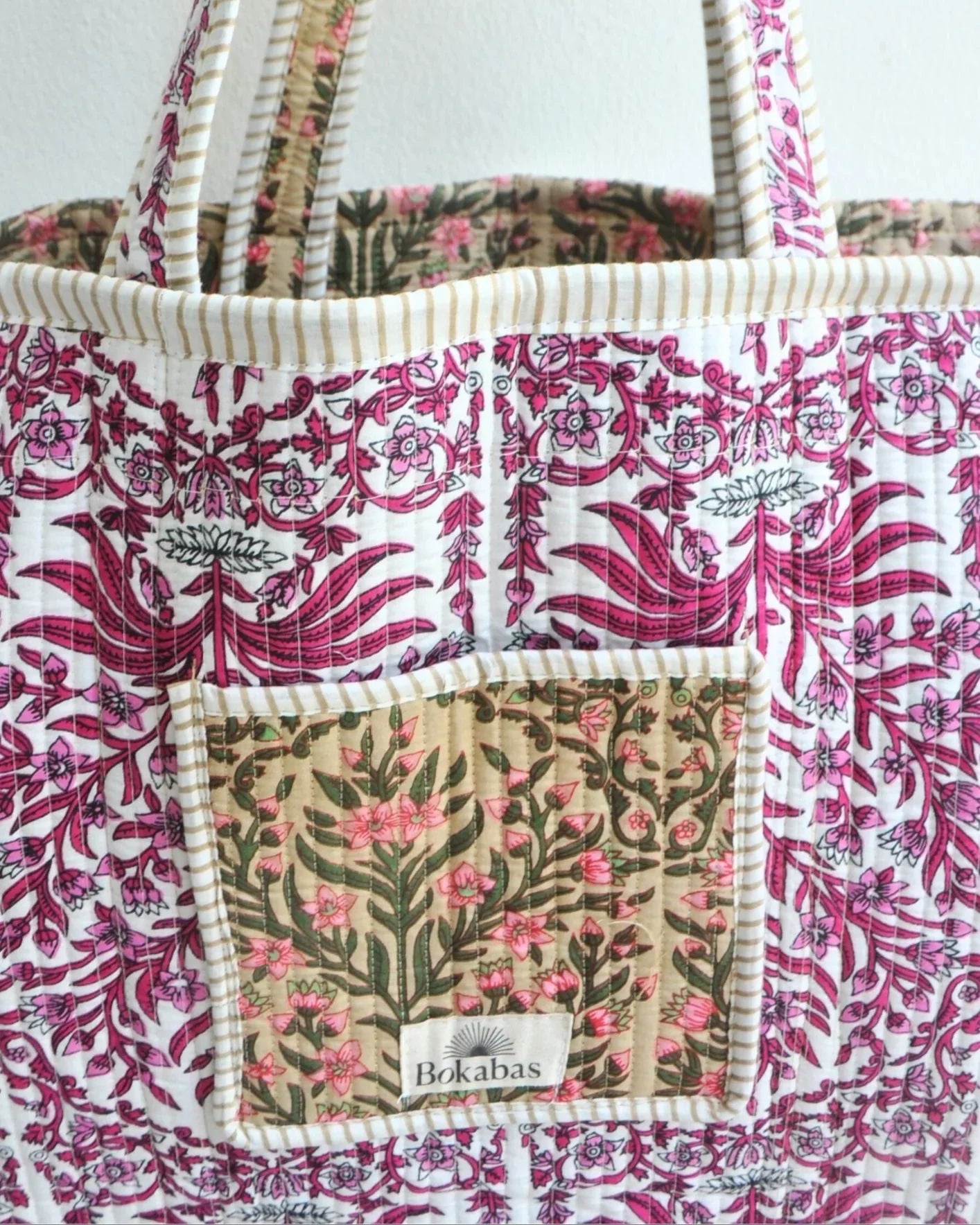 Sac cabas réversible en coton matelassé - VAL Beige - Bokabas Sac (Image 4)