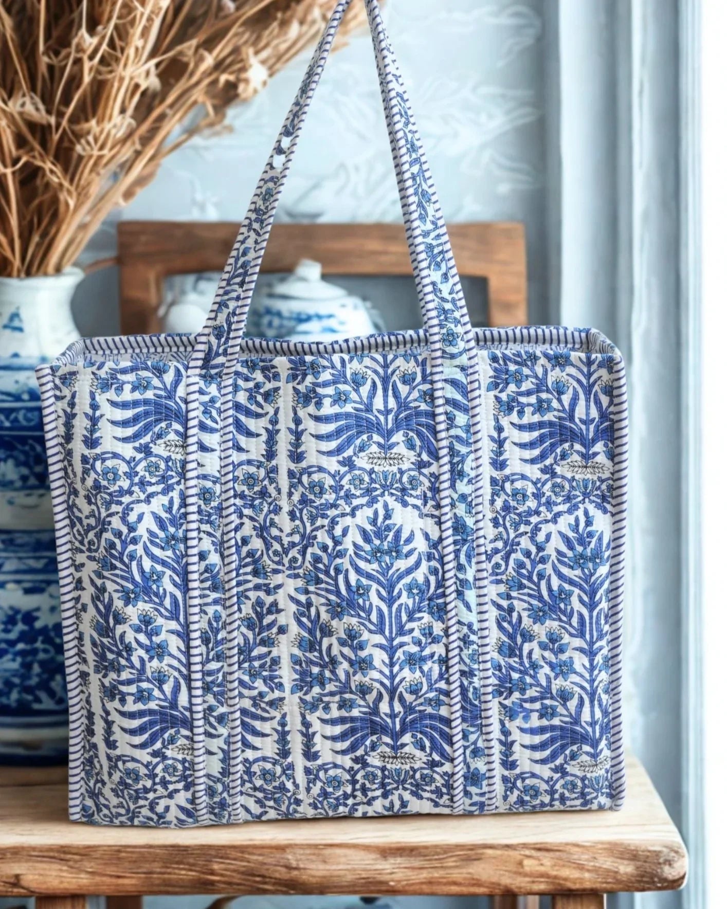 Sac cabas réversible en coton matelassé - VAL Bleu - Bokabas Sac (Image 4)