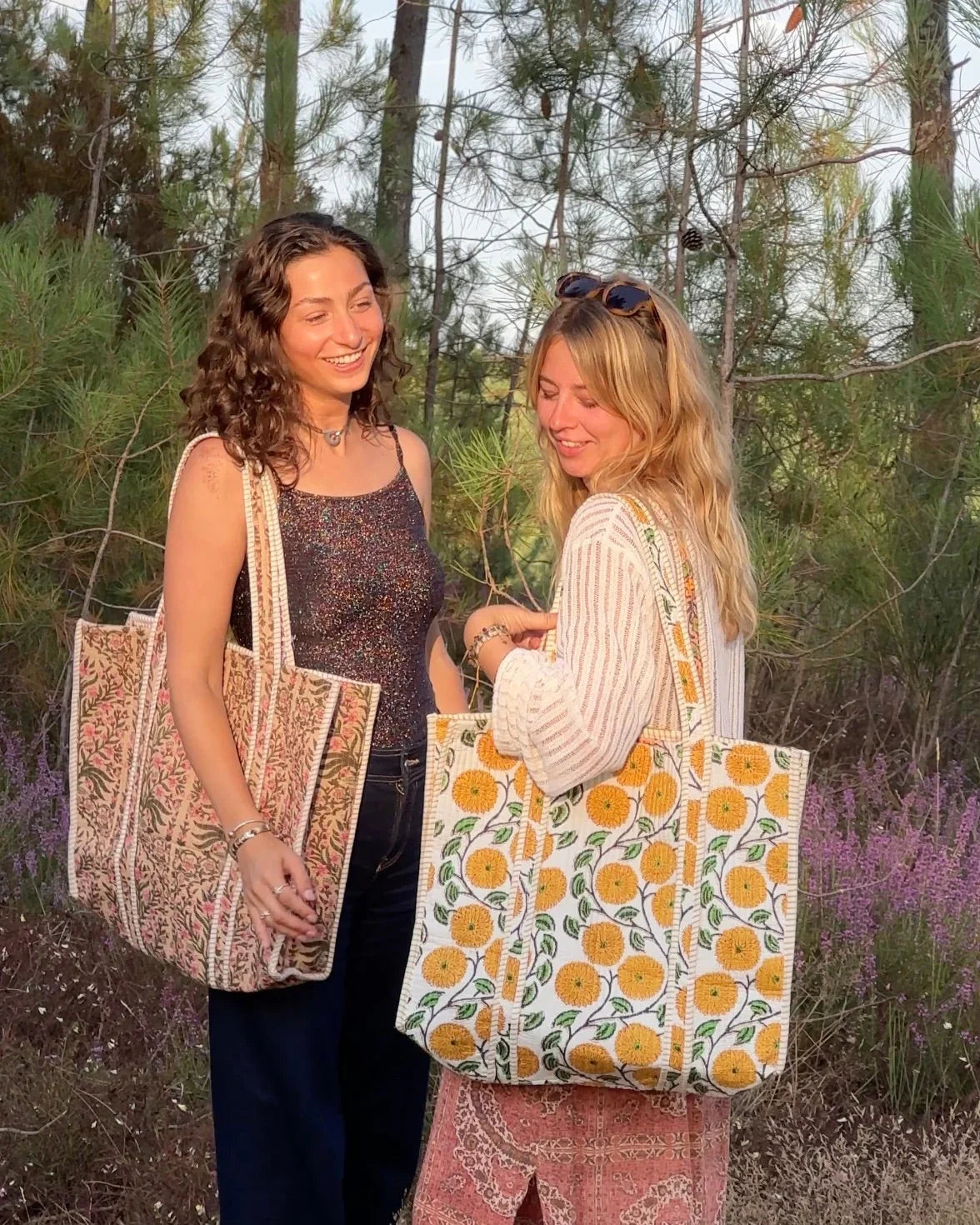 Sac cabas réversible en coton matelassé - PISSENLIT Blanc - Bokabas Sac (Image 1)