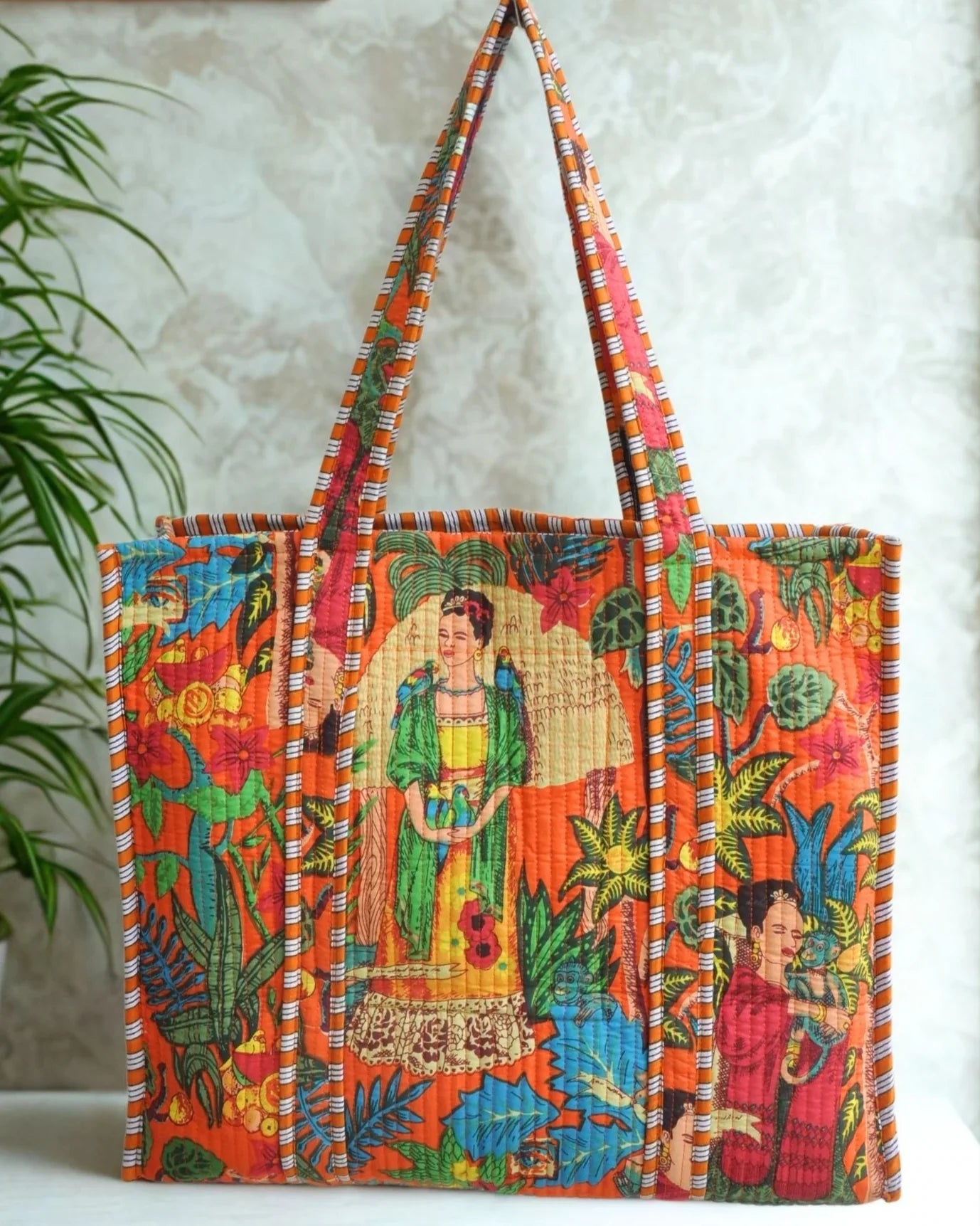 Sac cabas réversible en coton matelassé - FRIDA Orange - Bokabas Sac (Image 5)