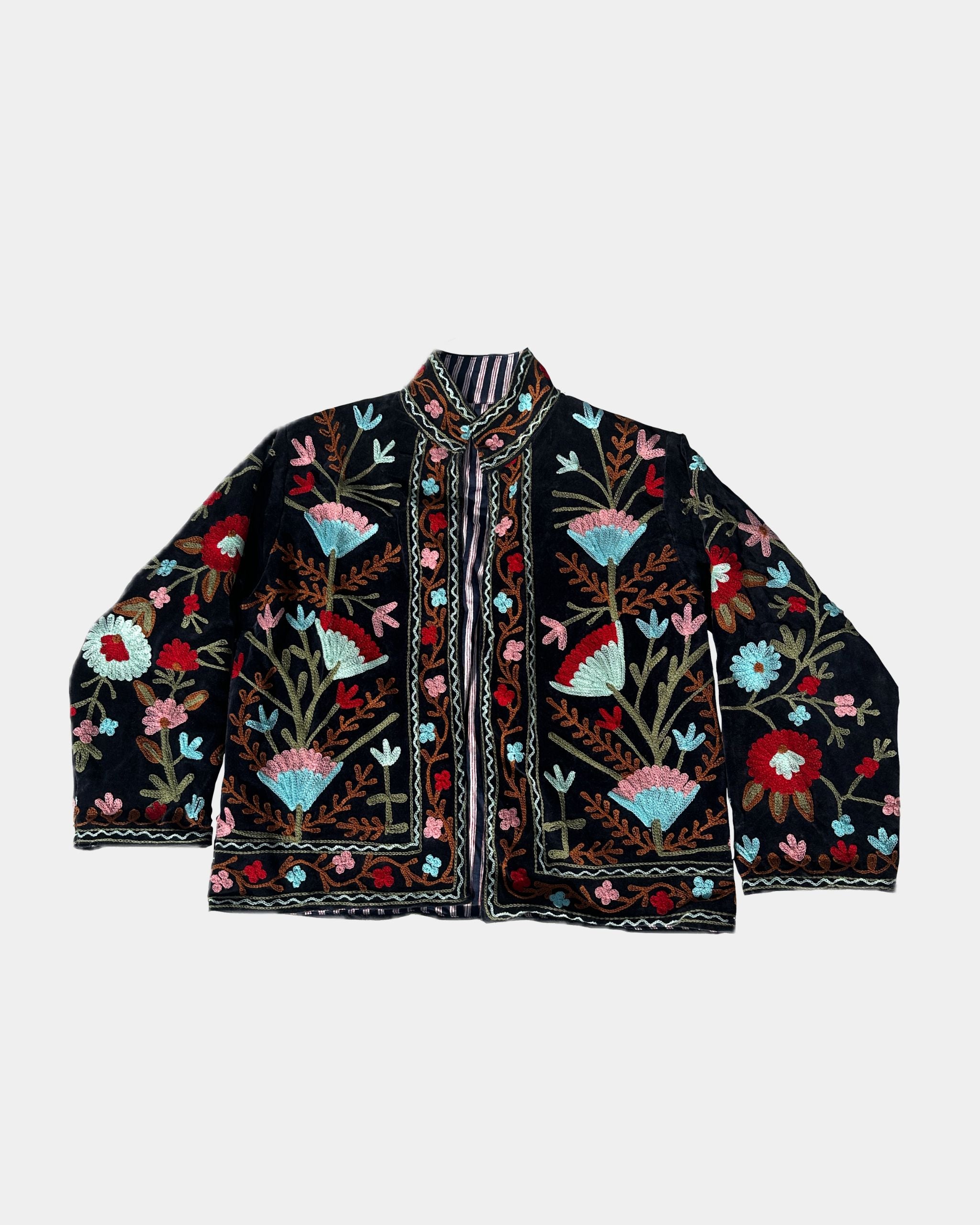 Veste en velours brodée - BLEU - Image 3