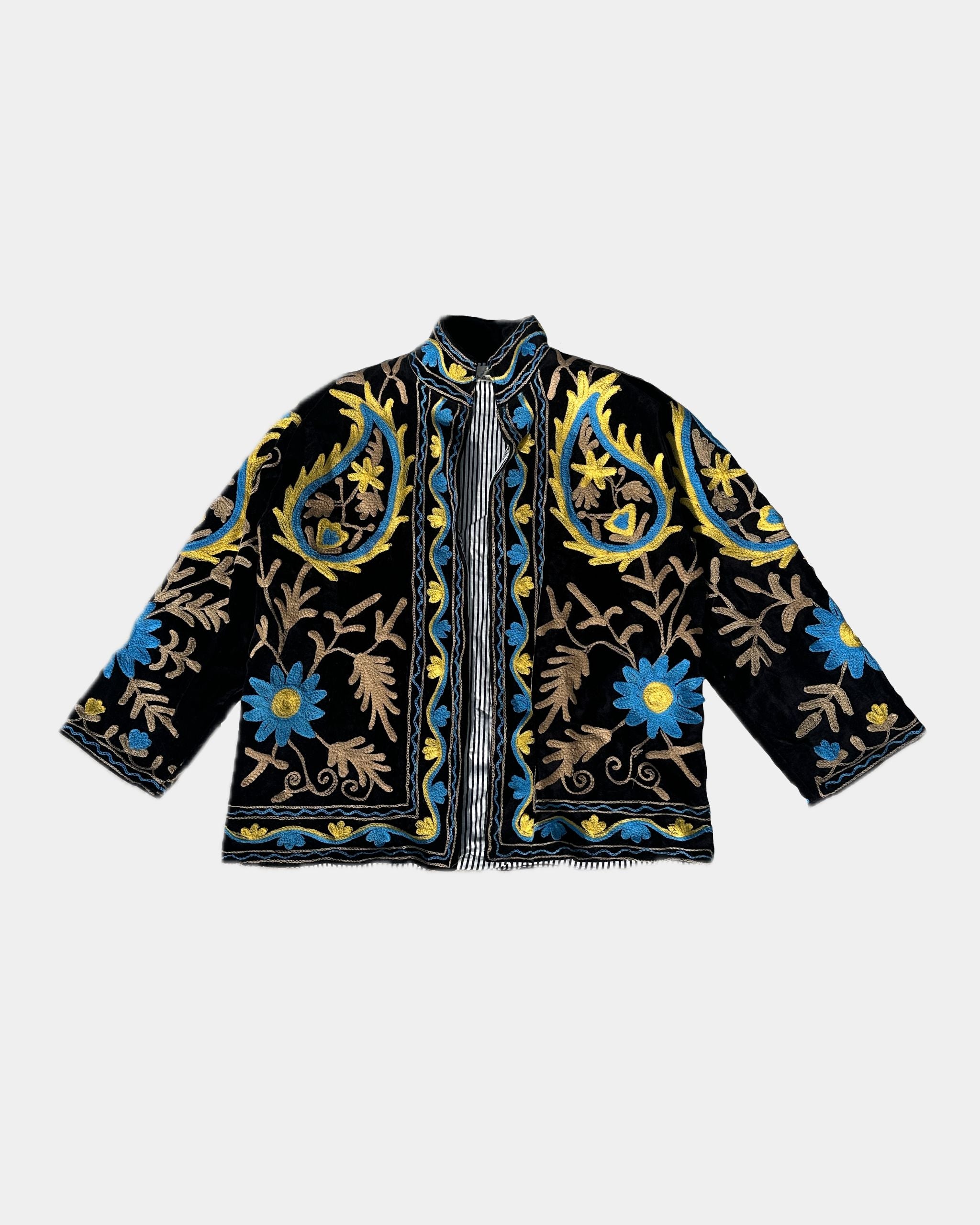 Veste en velours brodée - NOIRE - Image 1