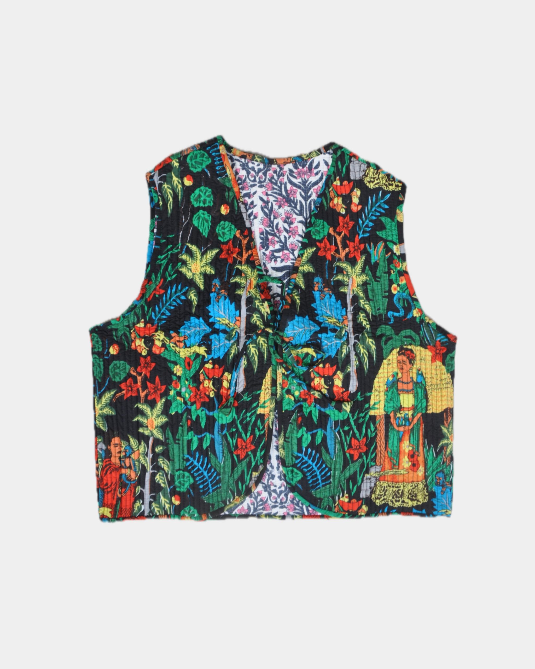 Veste sans manches réversible en coton matelassé - FRIDA Noir - Bokabas Sac (Image 5)