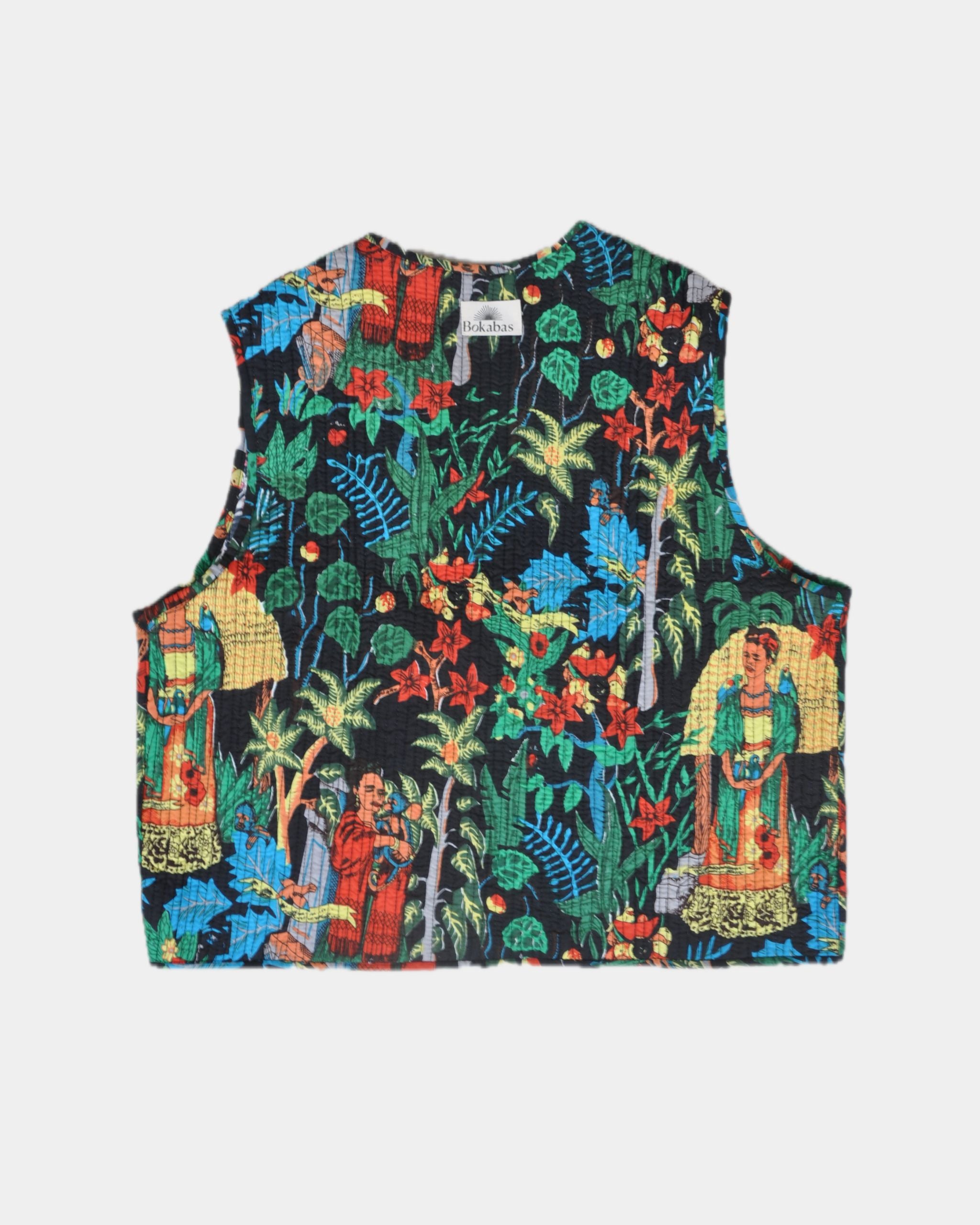 Veste sans manches réversible en coton matelassé - FRIDA Noir - Bokabas Sac (Image 6)